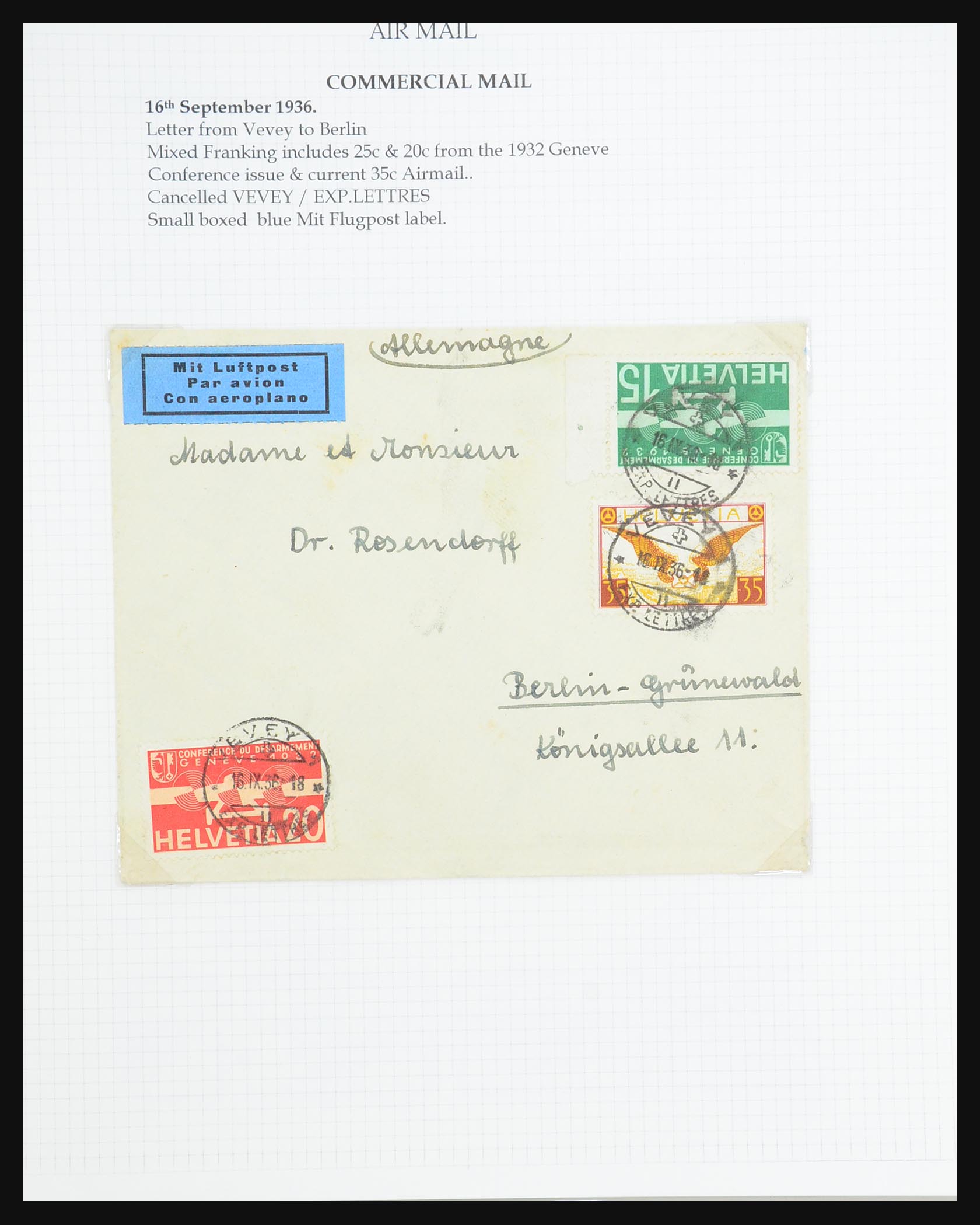 31444 077 - 31444 Switzerland airmail covers 1922-1946.