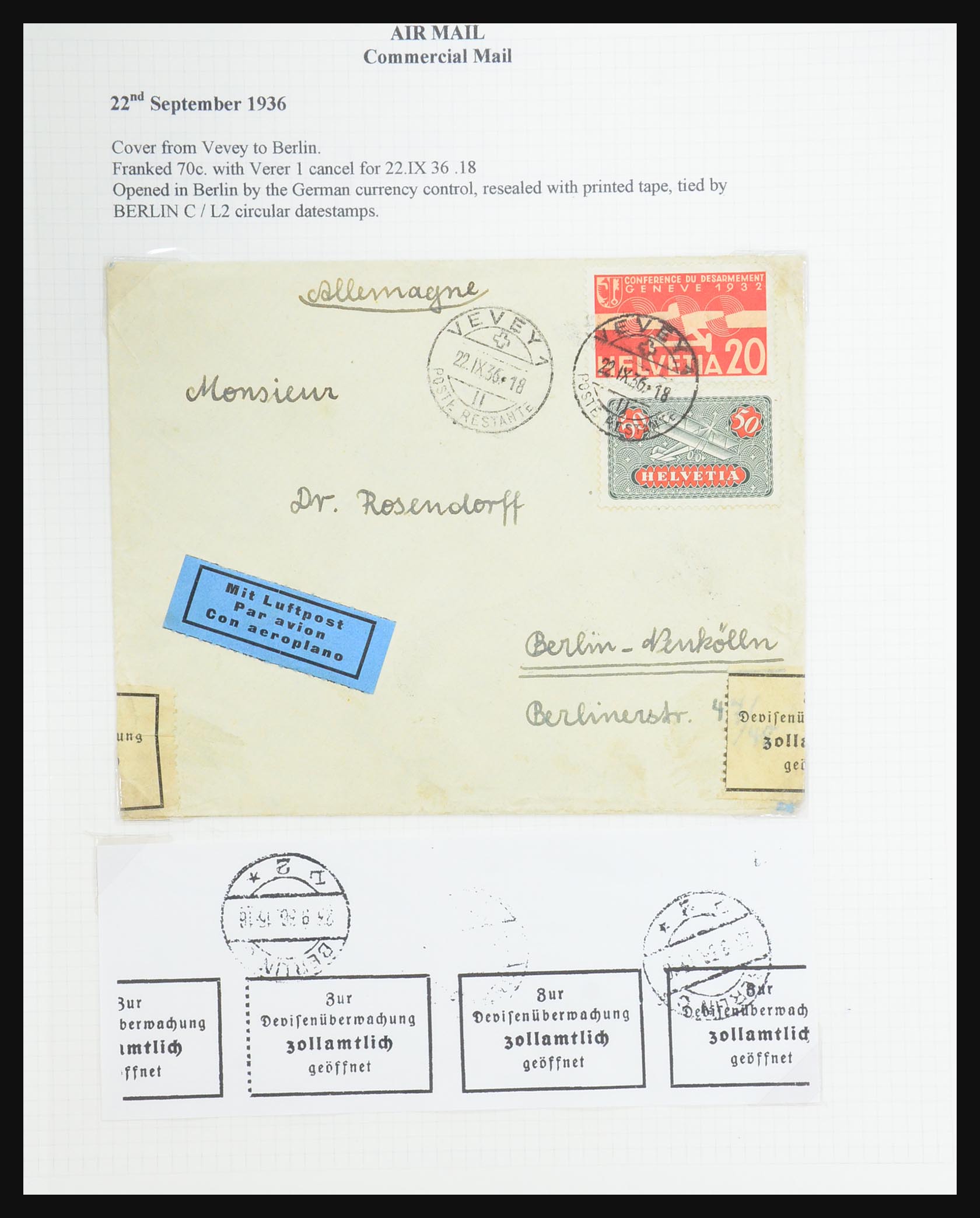 31444 078 - 31444 Zwitserland luchtpost brieven 1922-1946.
