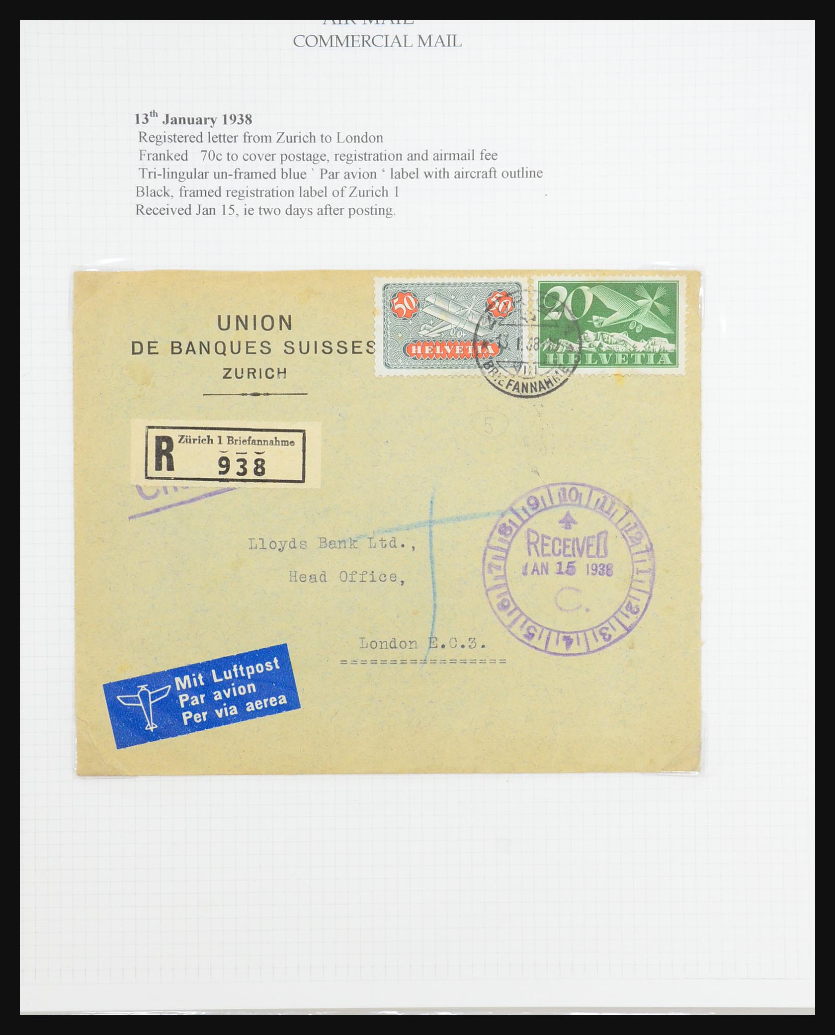 31444 081 - 31444 Zwitserland luchtpost brieven 1922-1946.