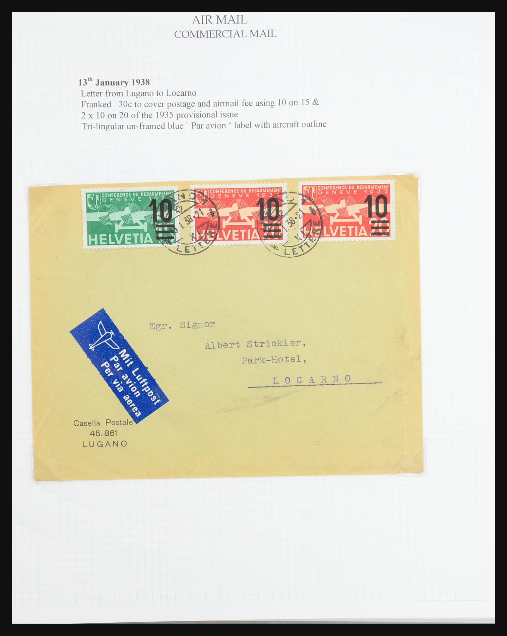 31444 082 - 31444 Zwitserland luchtpost brieven 1922-1946.