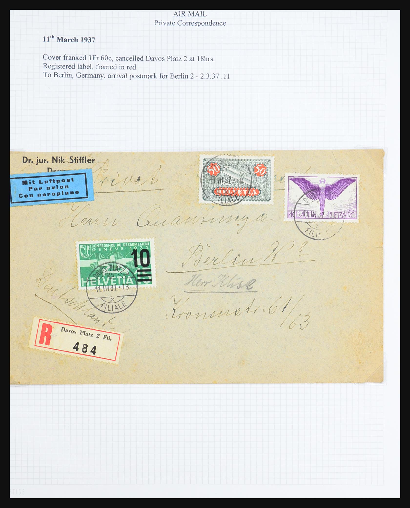 31444 084 - 31444 Zwitserland luchtpost brieven 1922-1946.