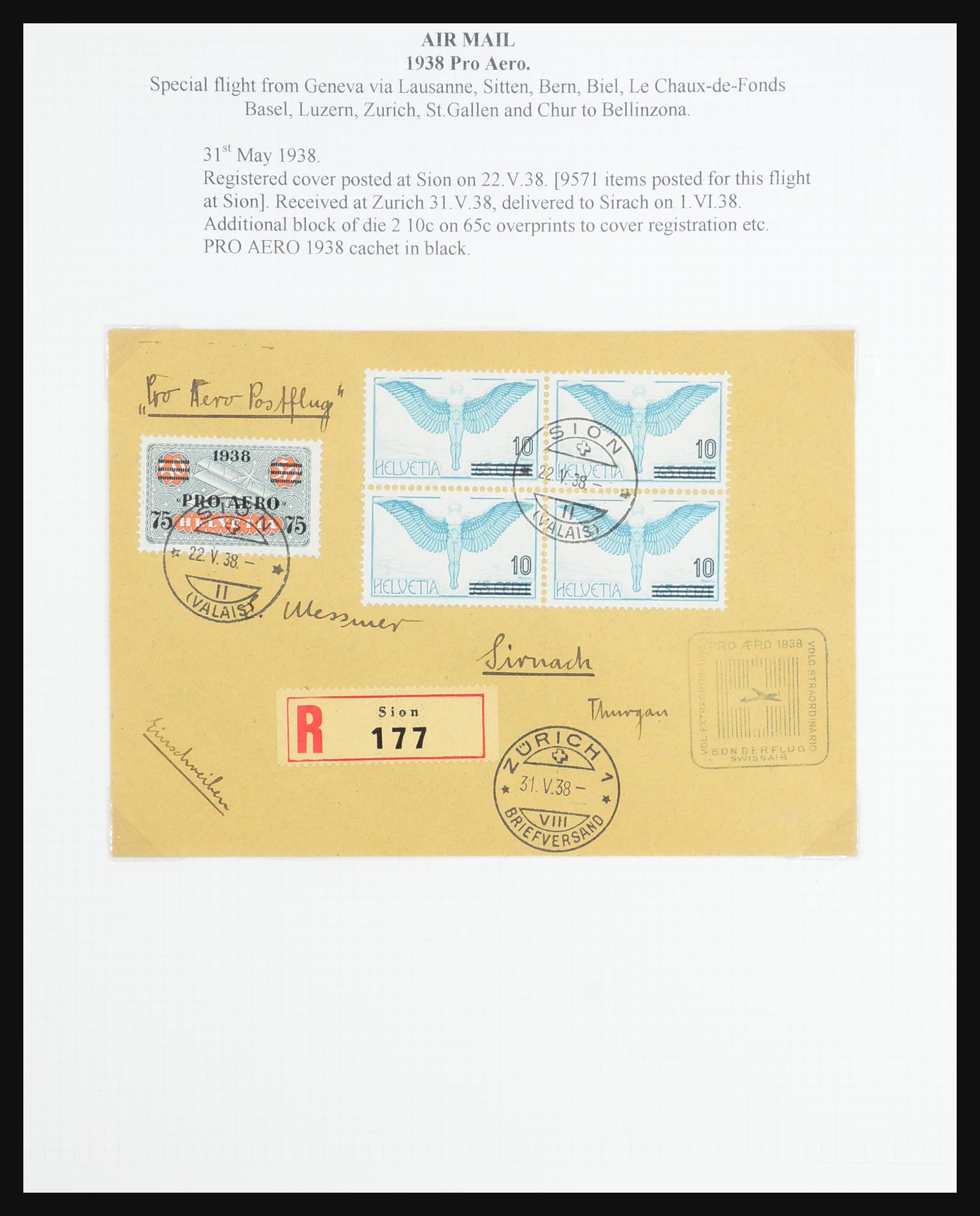 31444 085 - 31444 Zwitserland luchtpost brieven 1922-1946.