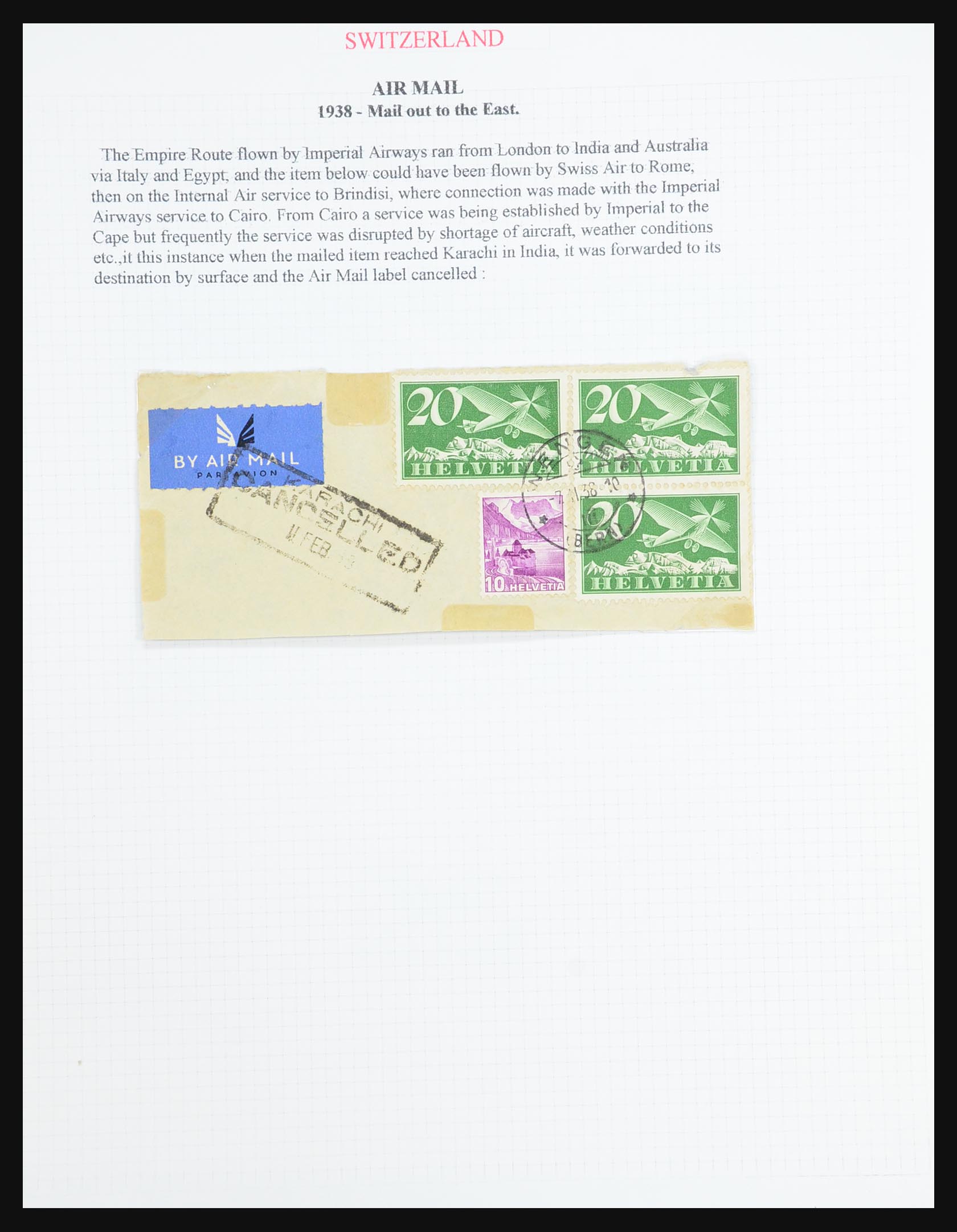 31444 086 - 31444 Switzerland airmail covers 1922-1946.