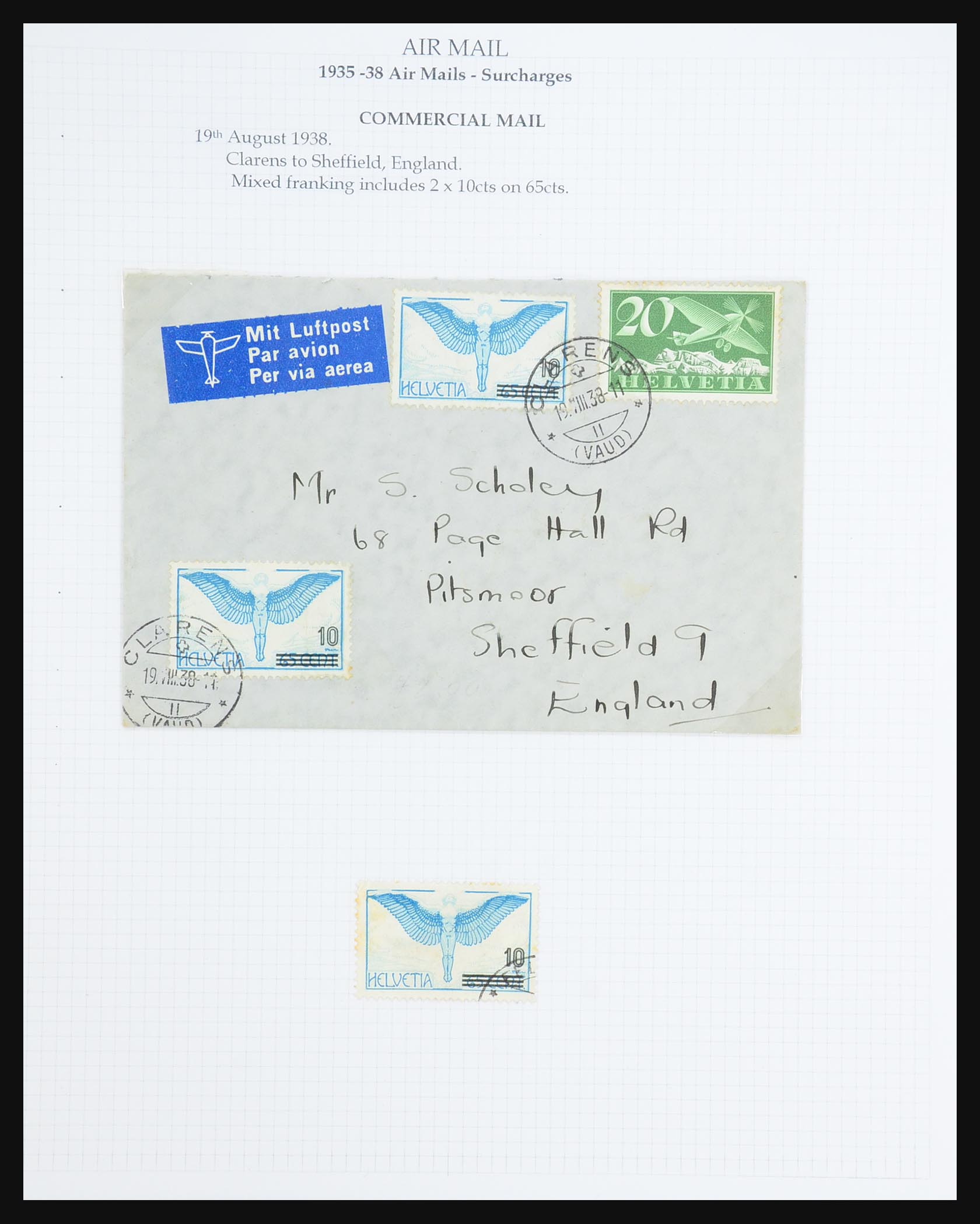 31444 087 - 31444 Switzerland airmail covers 1922-1946.