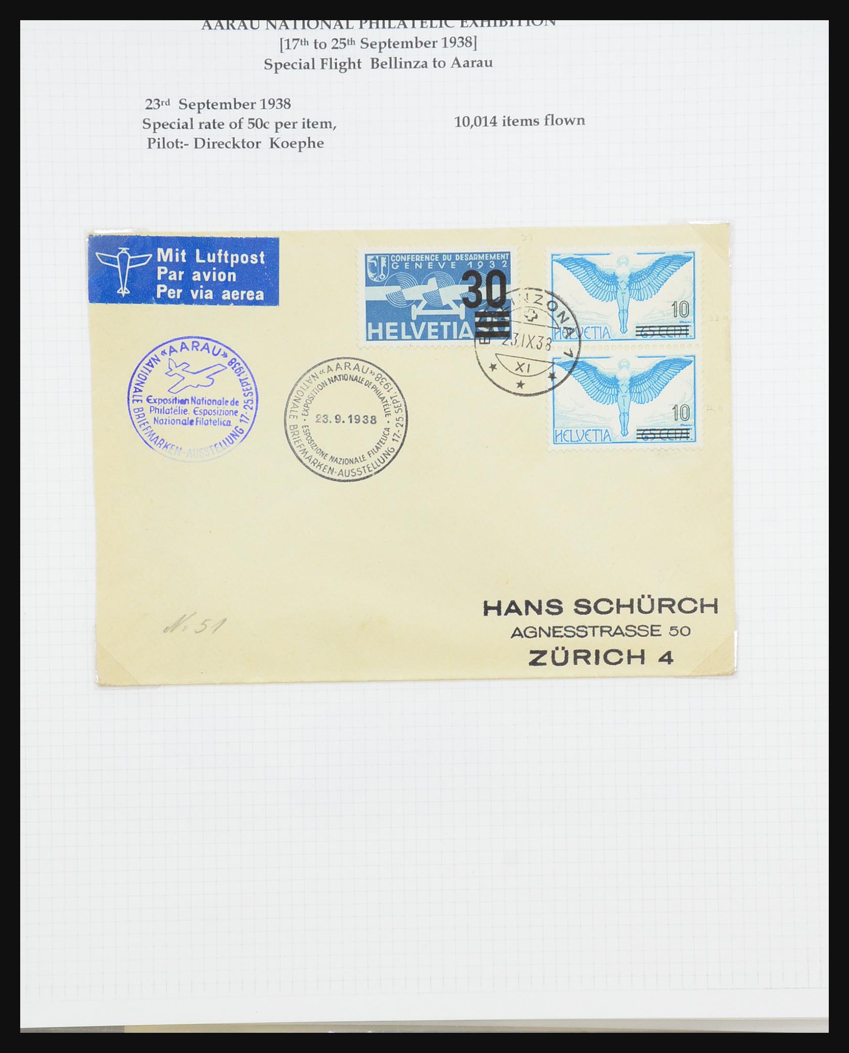 31444 089 - 31444 Zwitserland luchtpost brieven 1922-1946.