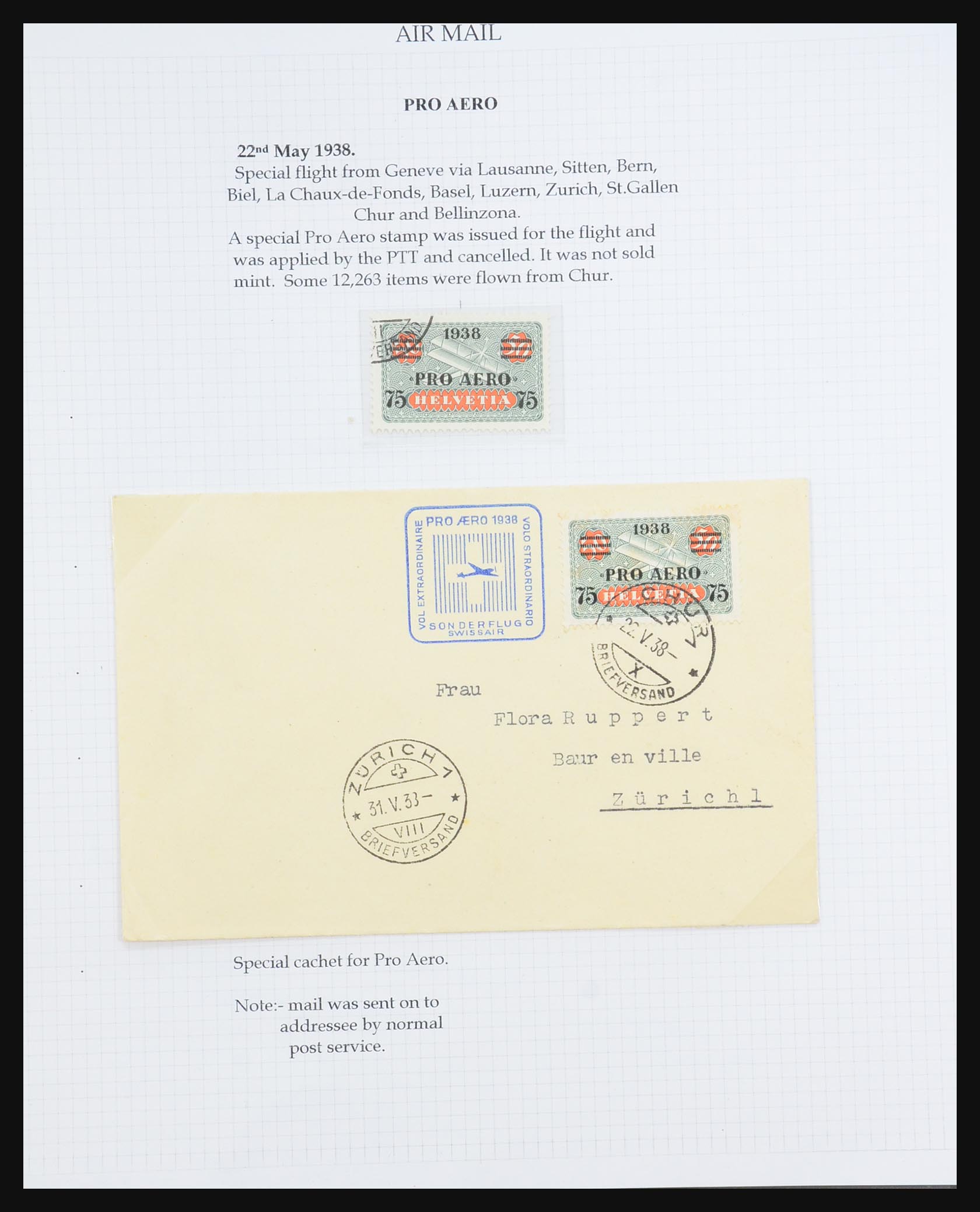 31444 092 - 31444 Zwitserland luchtpost brieven 1922-1946.