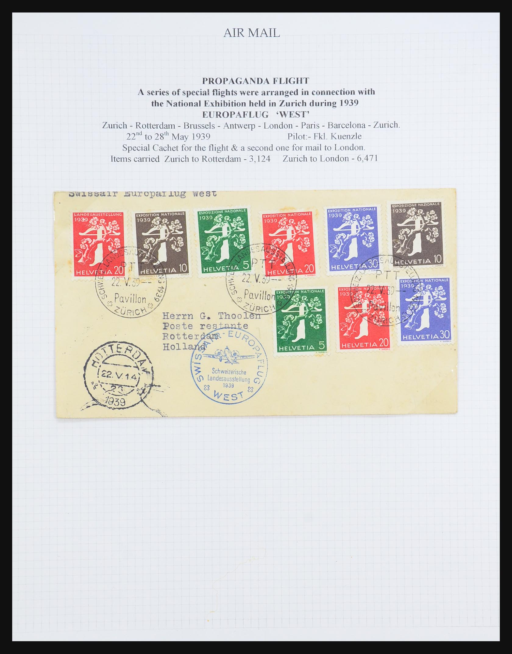 31444 095 - 31444 Zwitserland luchtpost brieven 1922-1946.