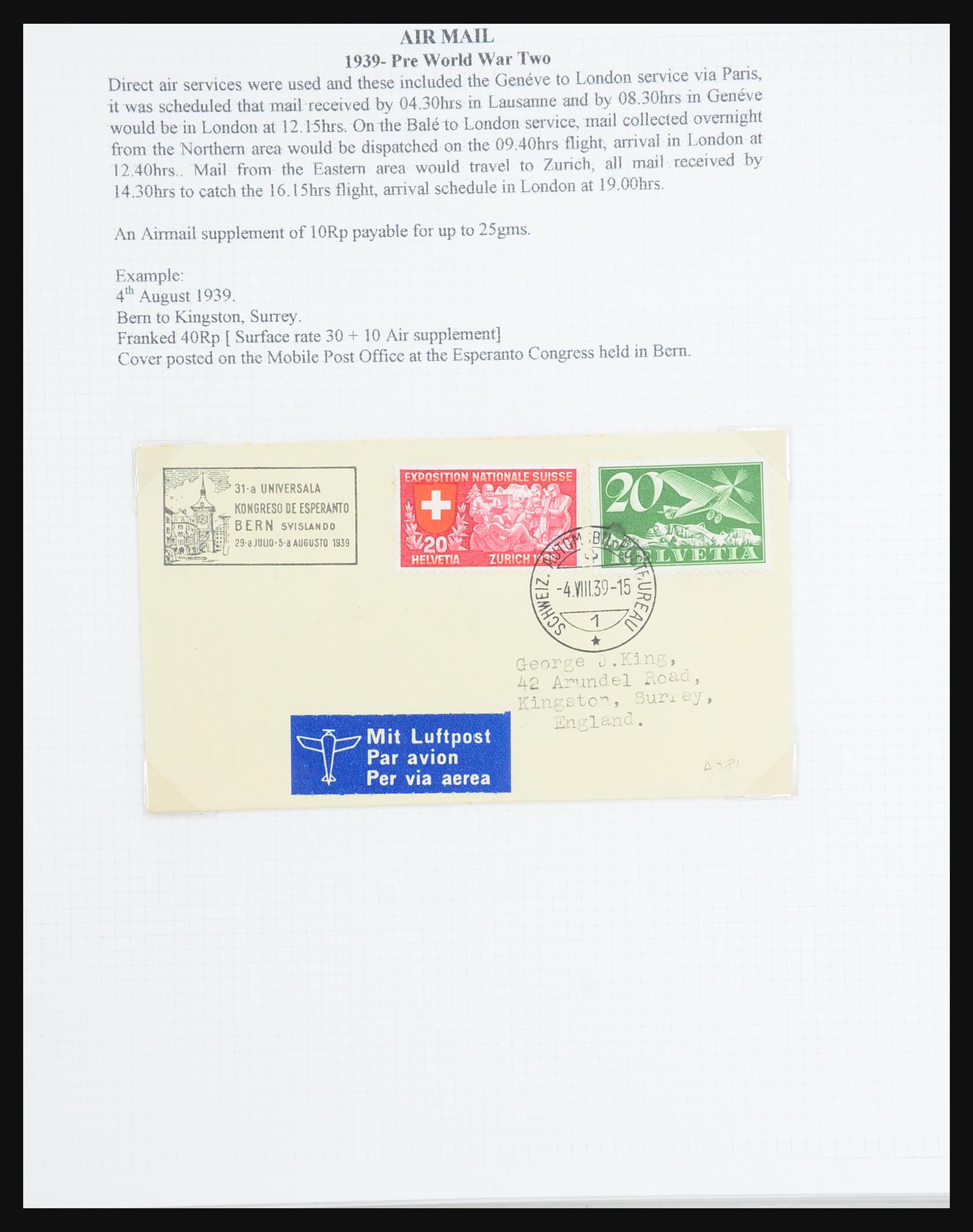 31444 097 - 31444 Zwitserland luchtpost brieven 1922-1946.