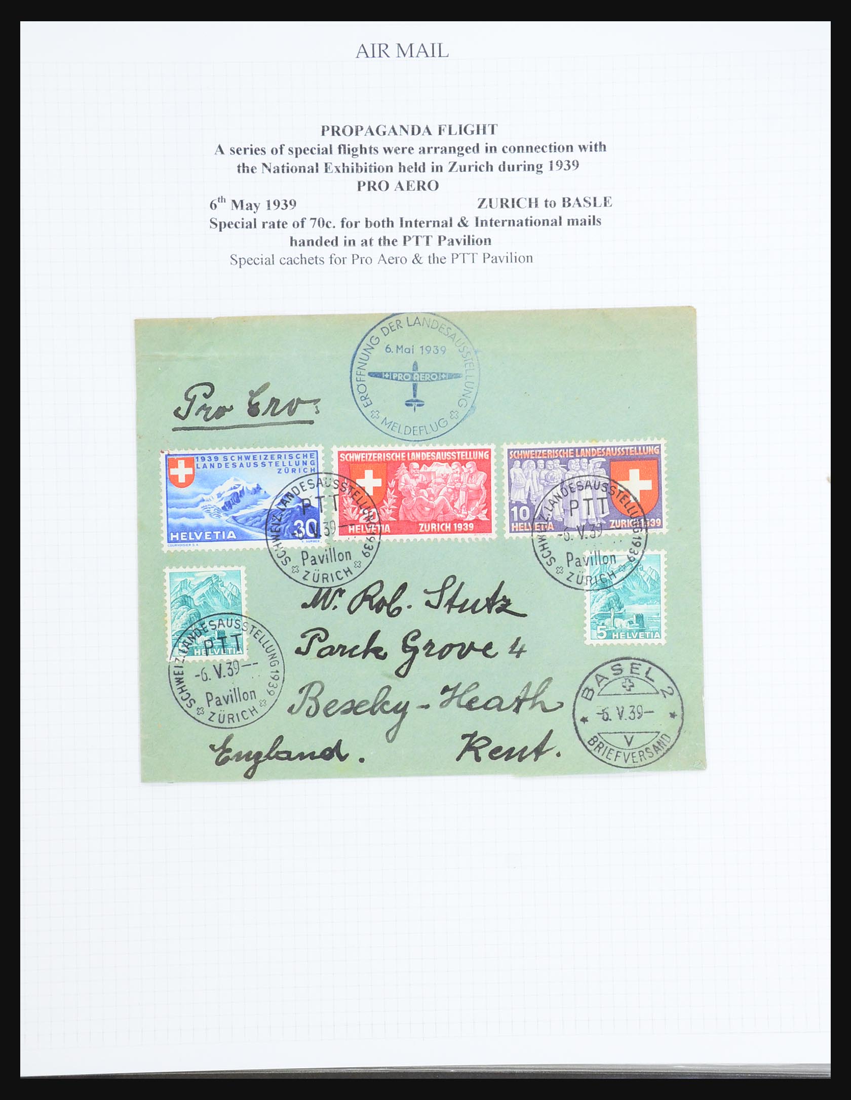 31444 099 - 31444 Switzerland airmail covers 1922-1946.