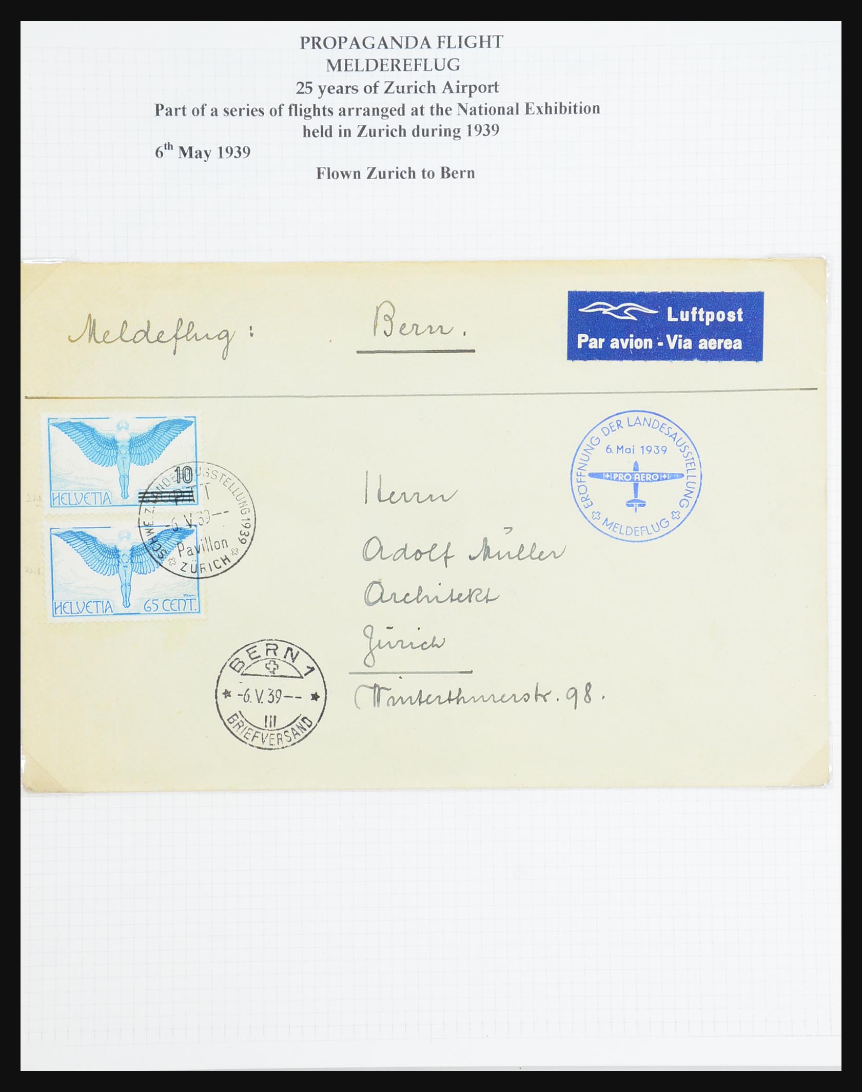 31444 101 - 31444 Zwitserland luchtpost brieven 1922-1946.