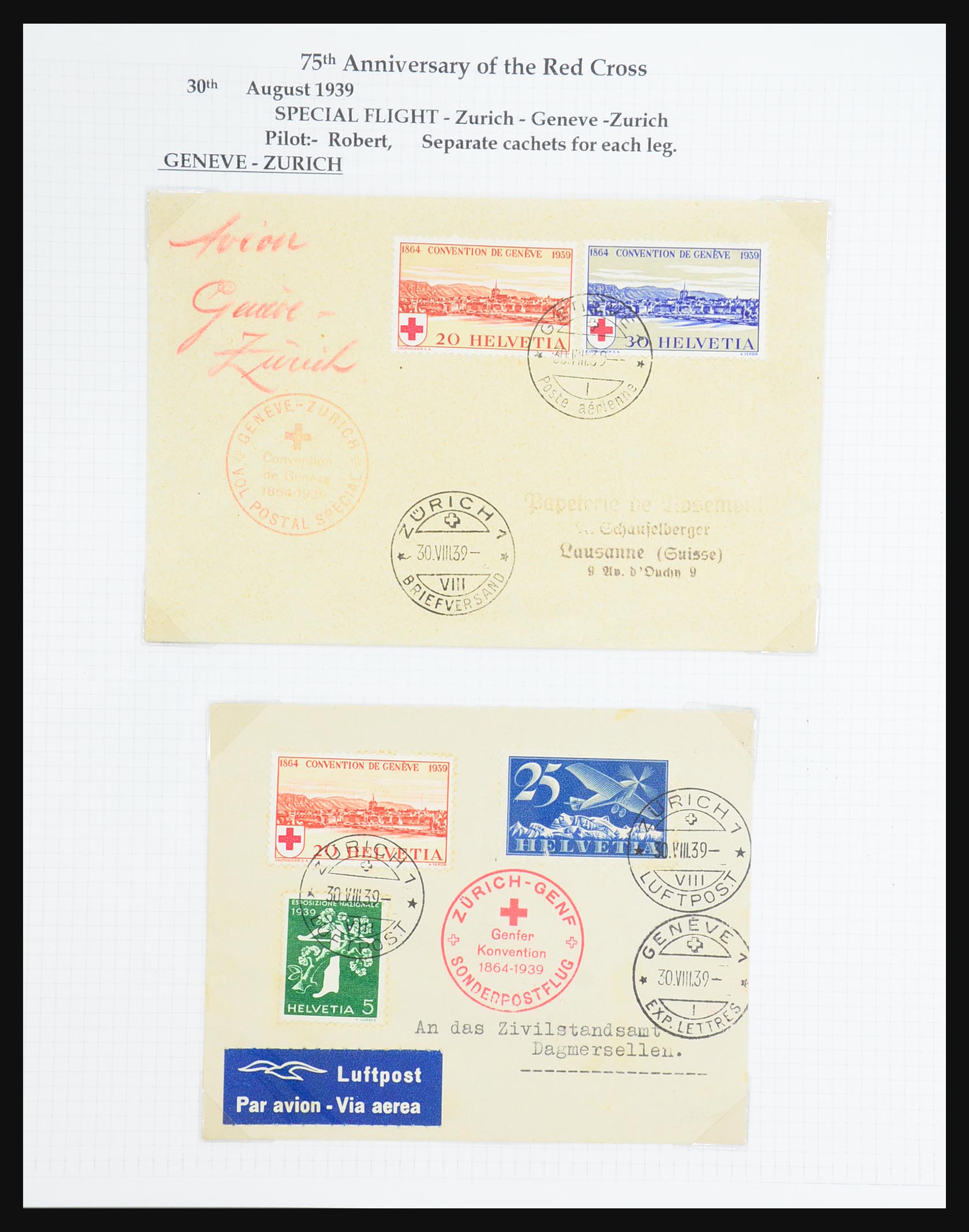 31444 104 - 31444 Zwitserland luchtpost brieven 1922-1946.