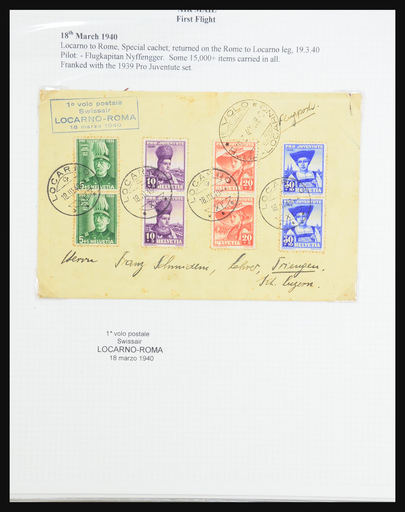 31444 106 - 31444 Switzerland airmail covers 1922-1946.