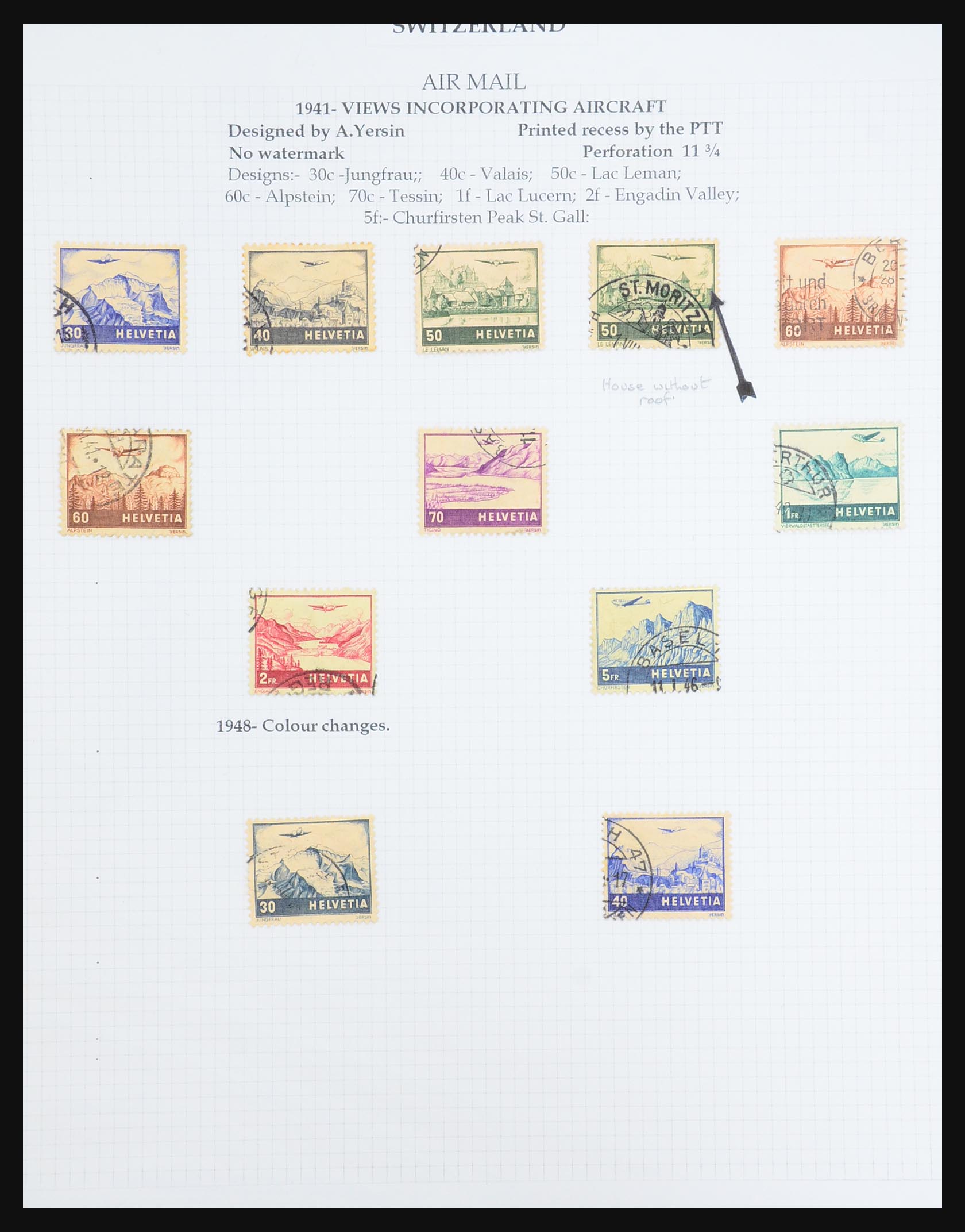 31444 108 - 31444 Zwitserland luchtpost brieven 1922-1946.