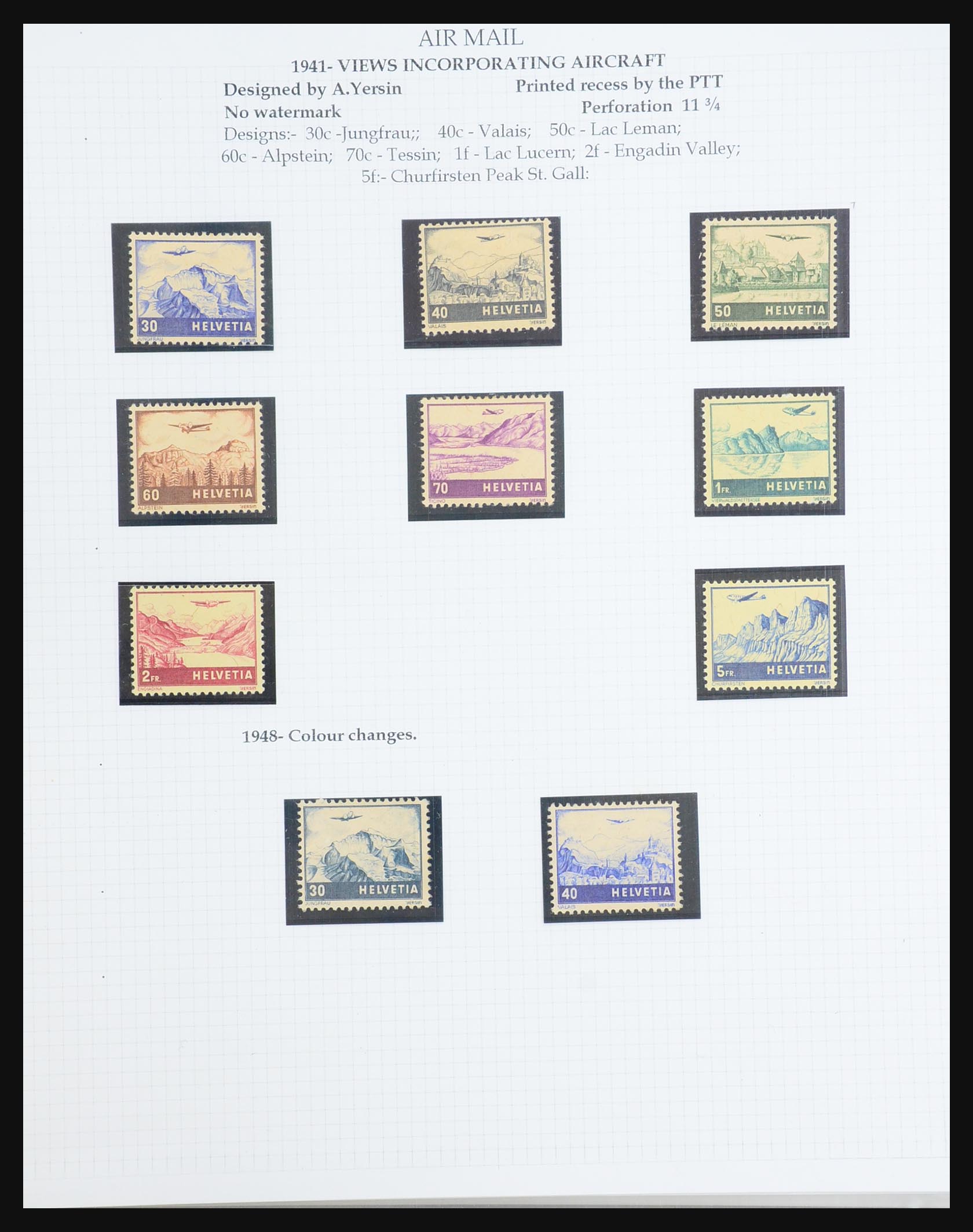 31444 109 - 31444 Zwitserland luchtpost brieven 1922-1946.