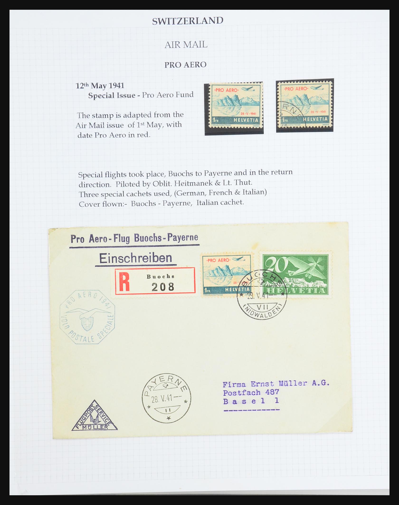 31444 110 - 31444 Zwitserland luchtpost brieven 1922-1946.