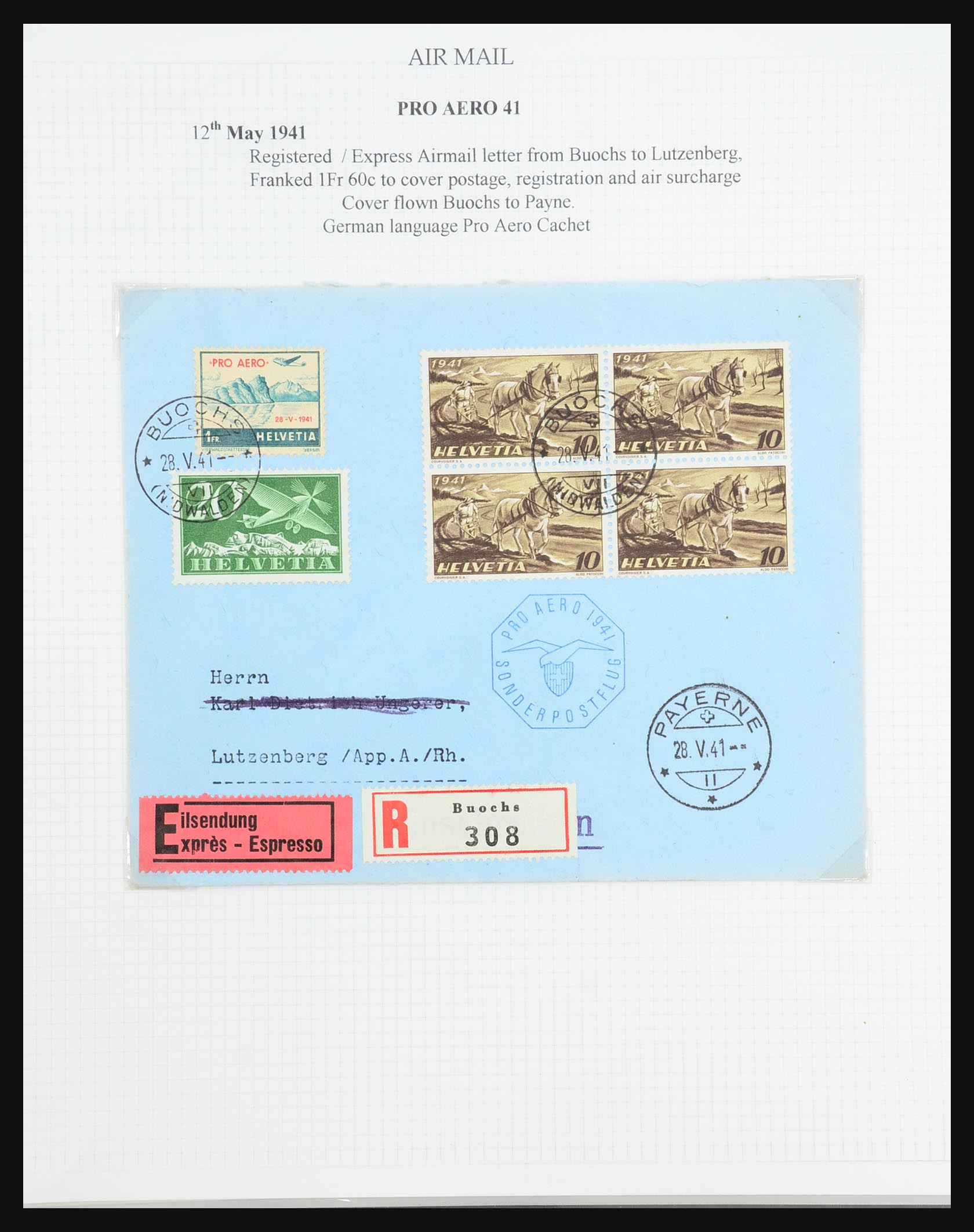 31444 111 - 31444 Switzerland airmail covers 1922-1946.