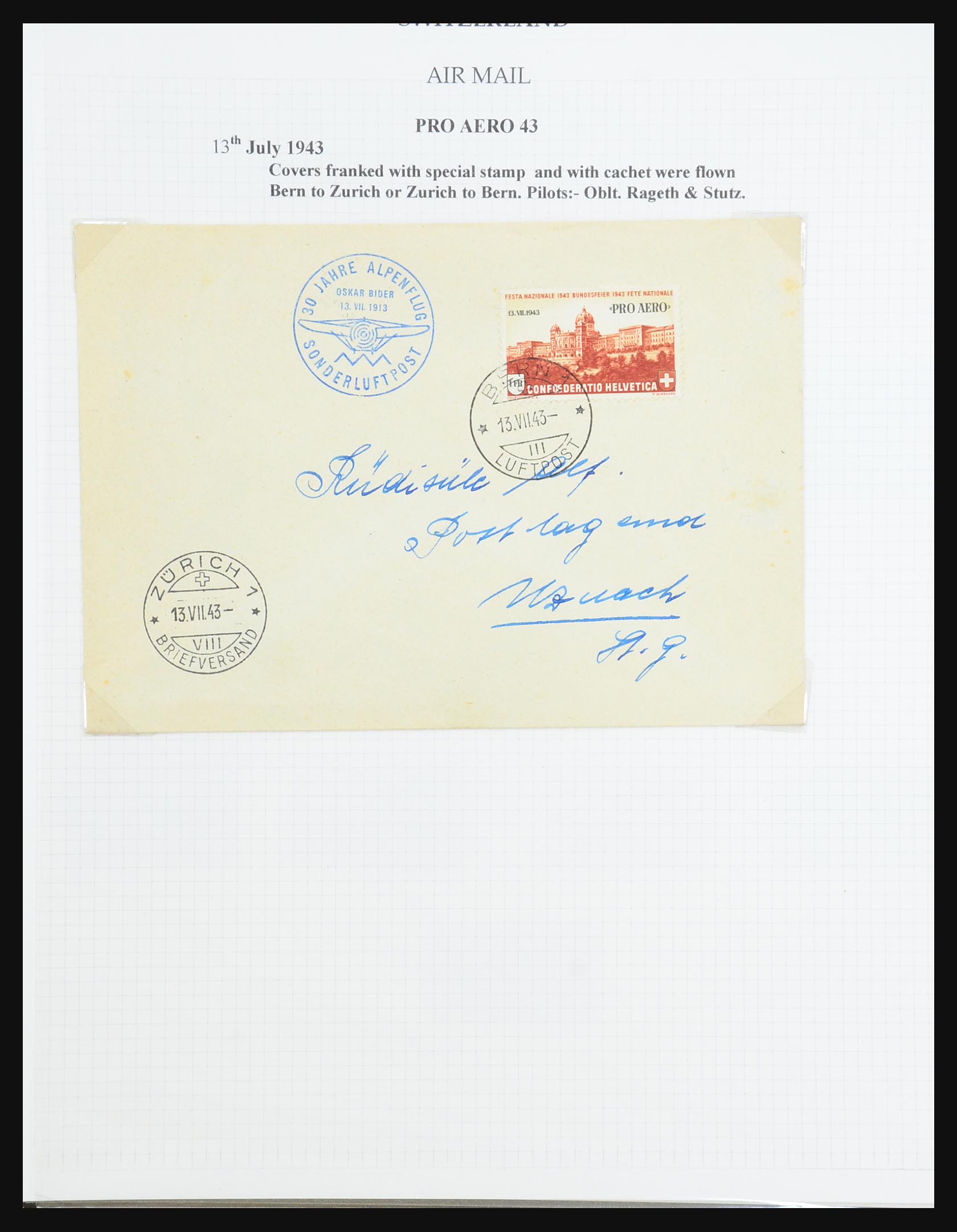 31444 114 - 31444 Switzerland airmail covers 1922-1946.