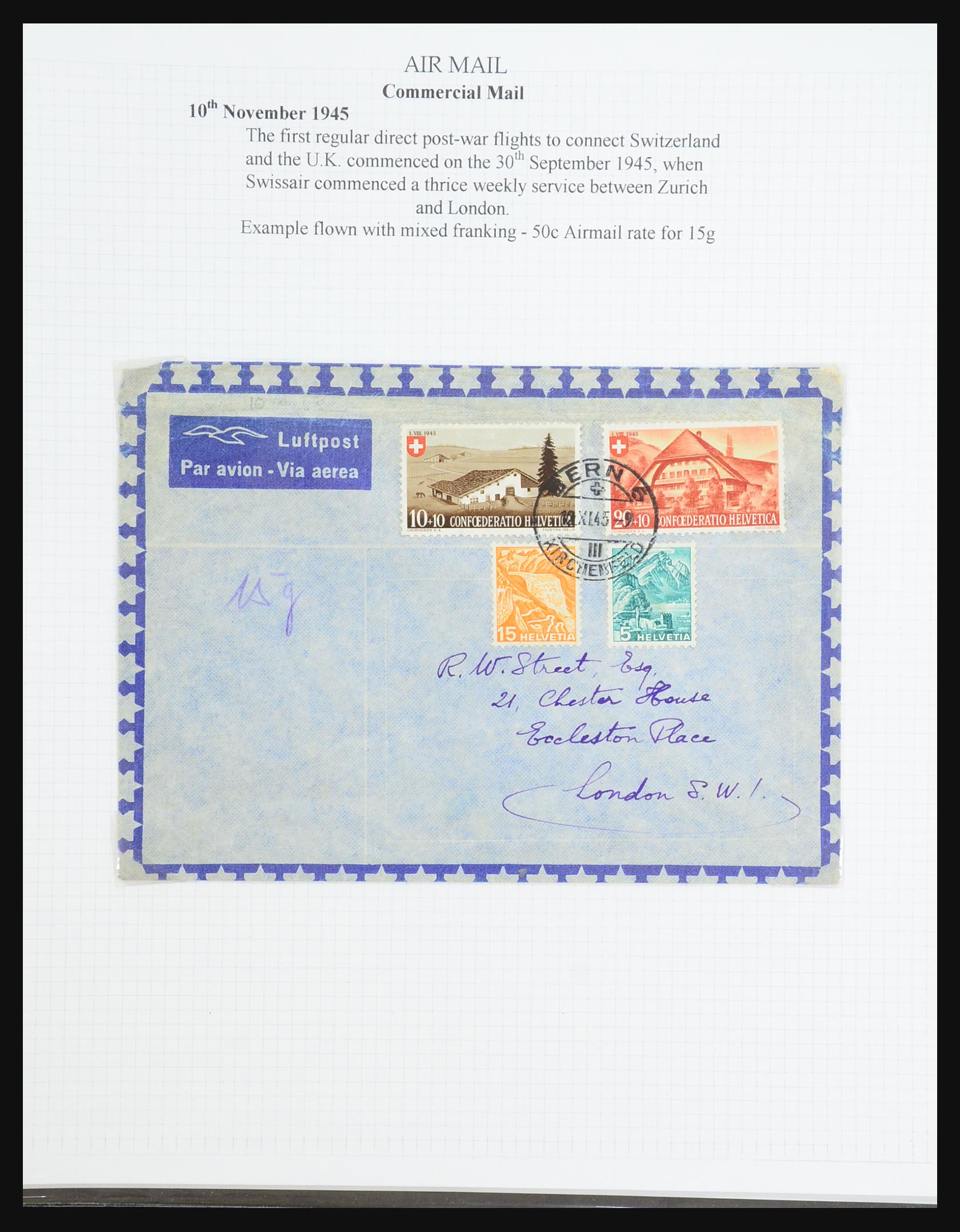 31444 117 - 31444 Zwitserland luchtpost brieven 1922-1946.