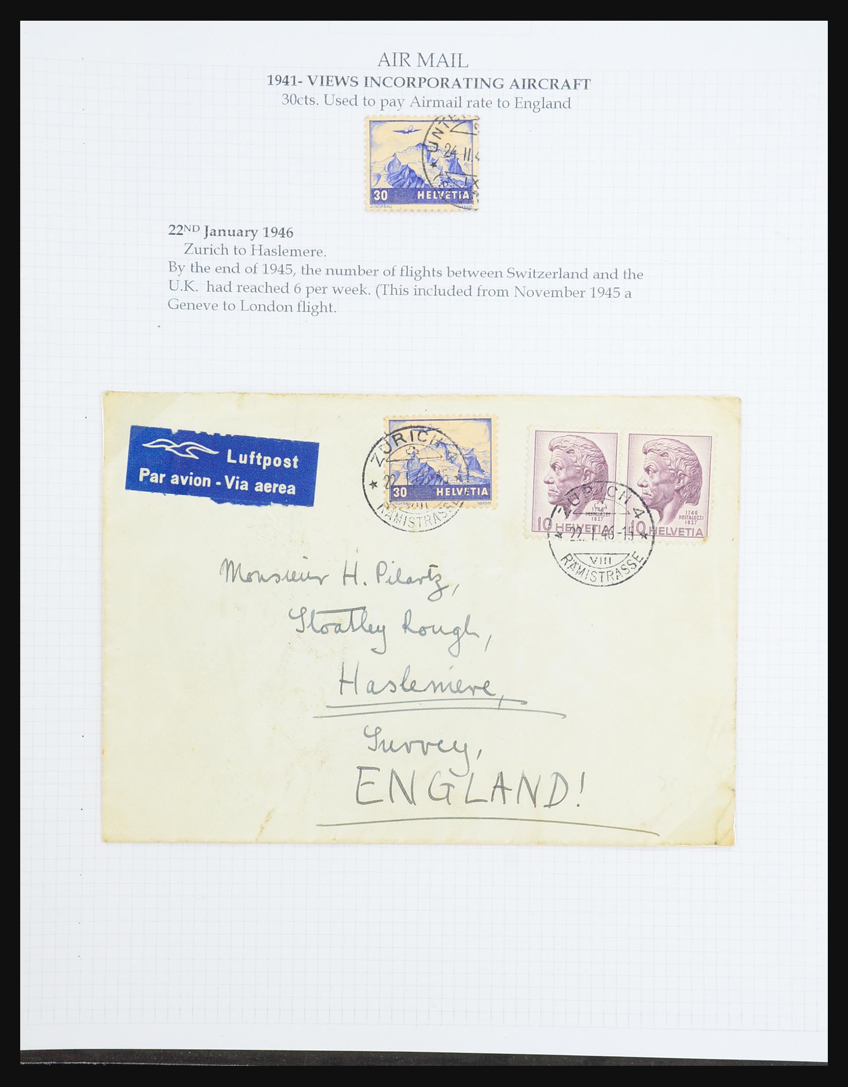 31444 118 - 31444 Zwitserland luchtpost brieven 1922-1946.