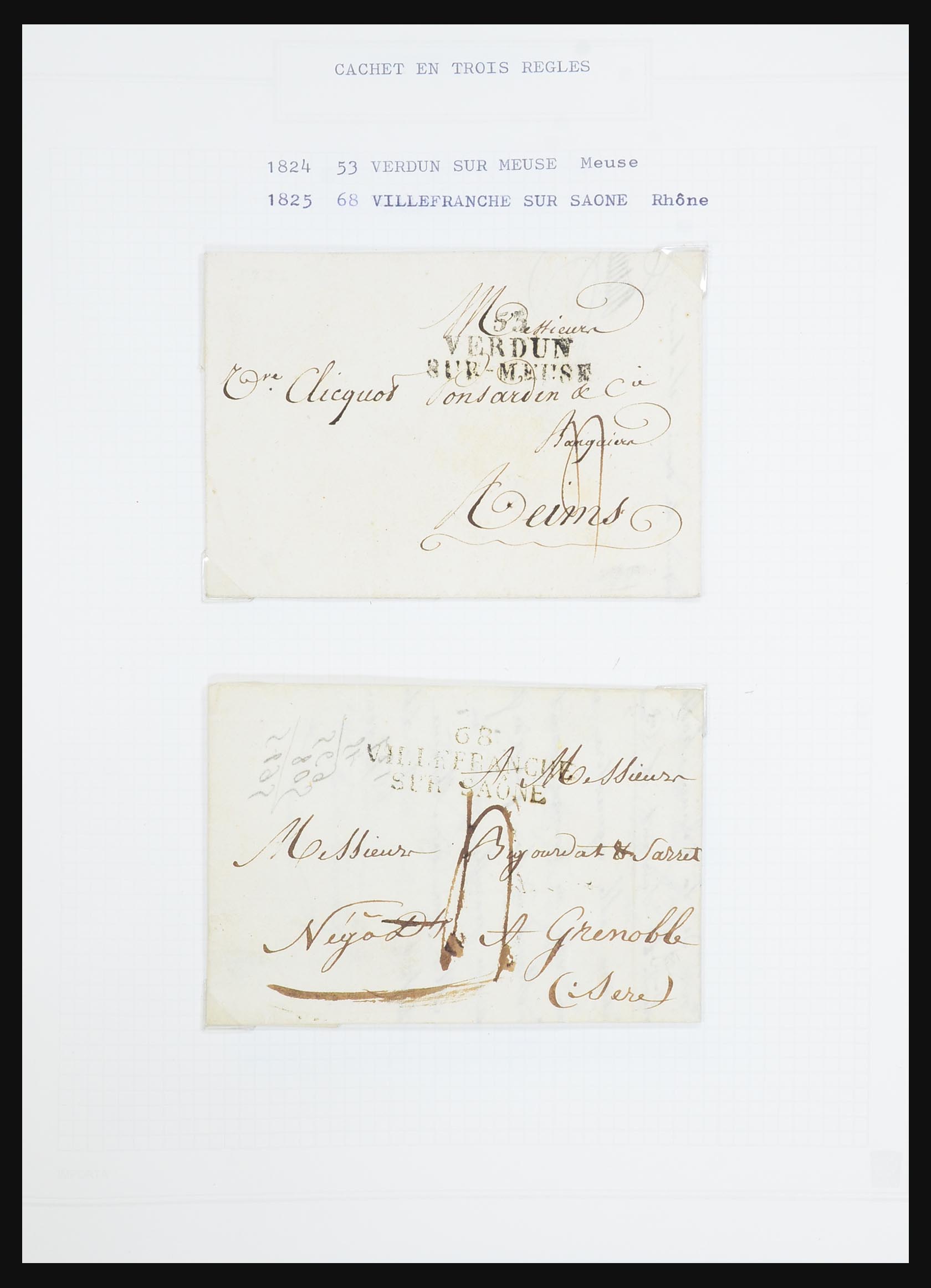 31526 010 - 31526 Frankrijk brieven en stempels 1725 (!)-1900.