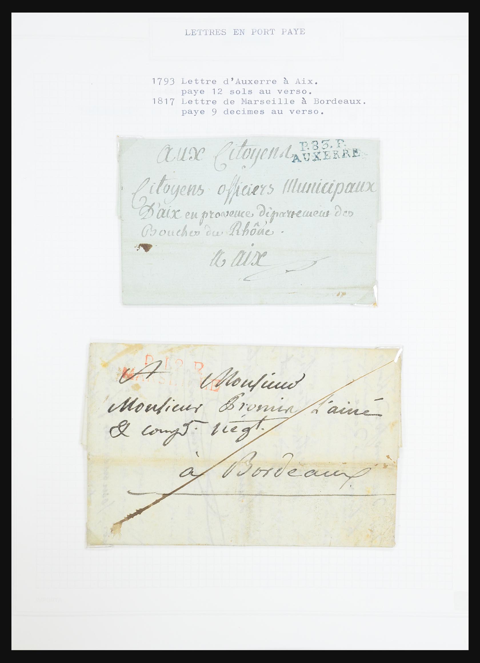 31526 012 - 31526 Frankrijk brieven en stempels 1725 (!)-1900.