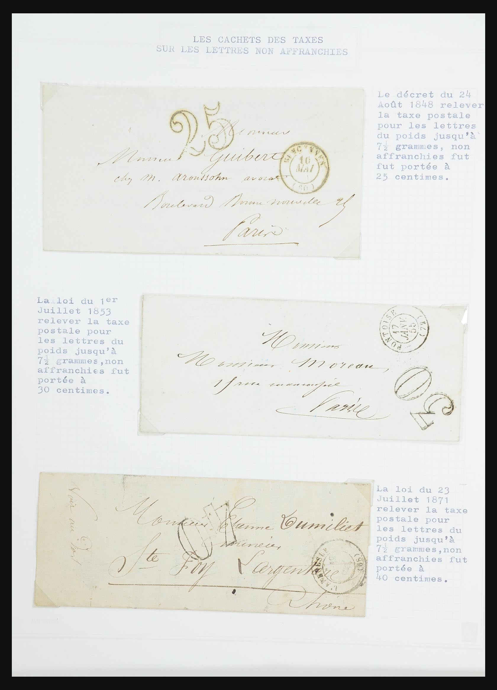 31526 031 - 31526 Frankrijk brieven en stempels 1725 (!)-1900.