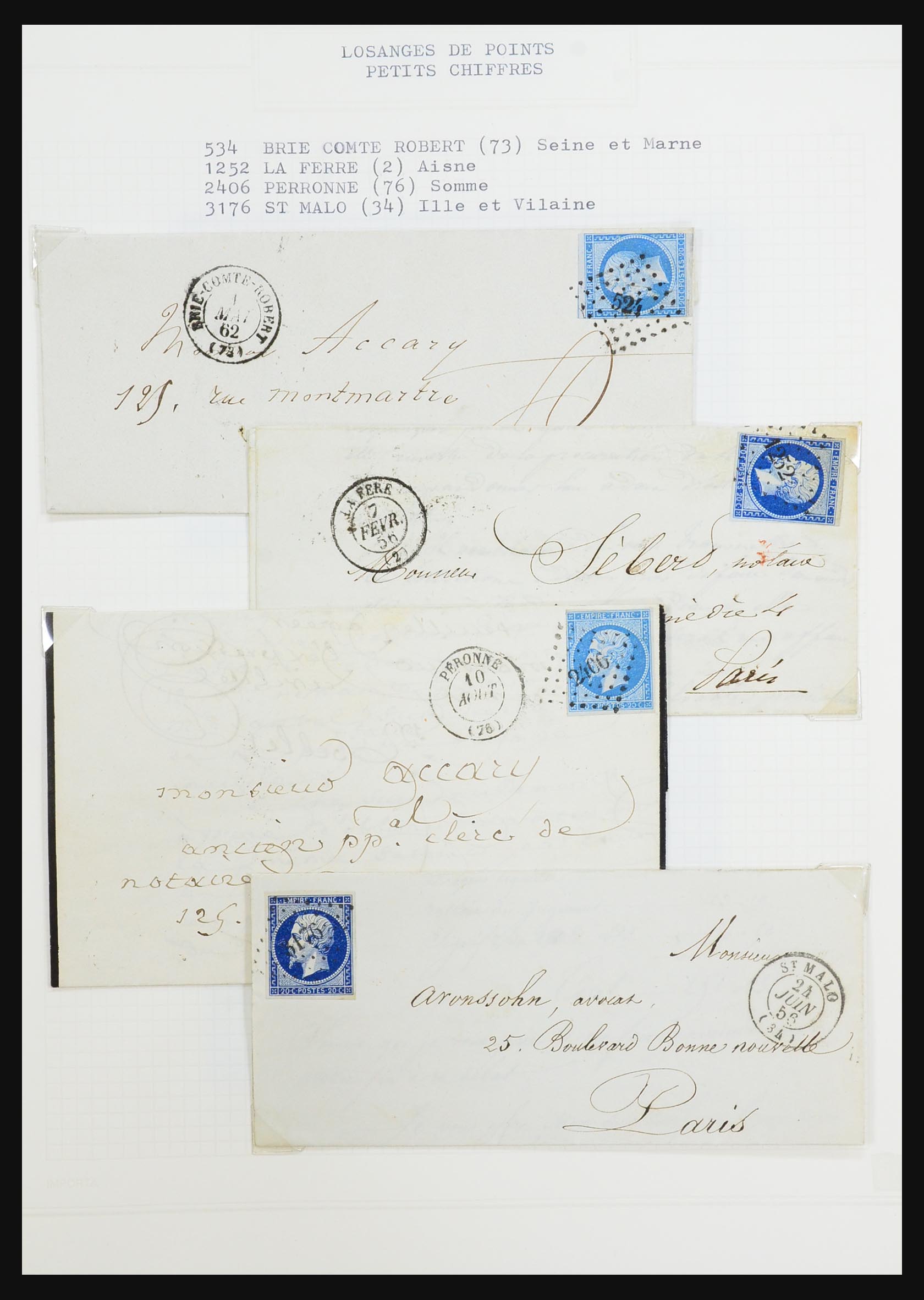31526 033 - 31526 Frankrijk brieven en stempels 1725 (!)-1900.