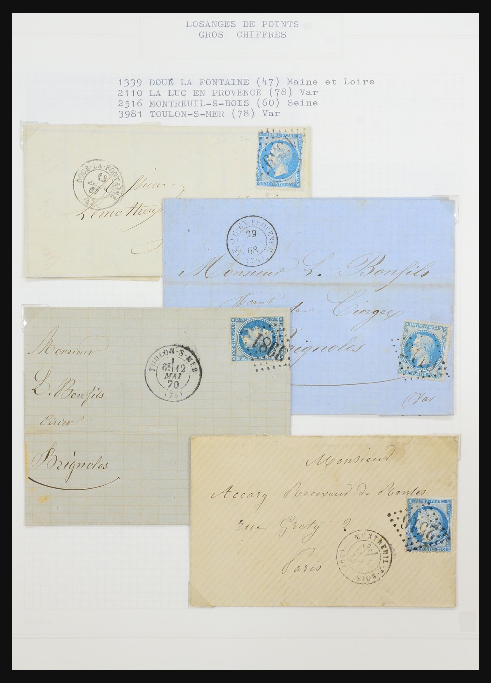 31526 042 - 31526 Frankrijk brieven en stempels 1725 (!)-1900.