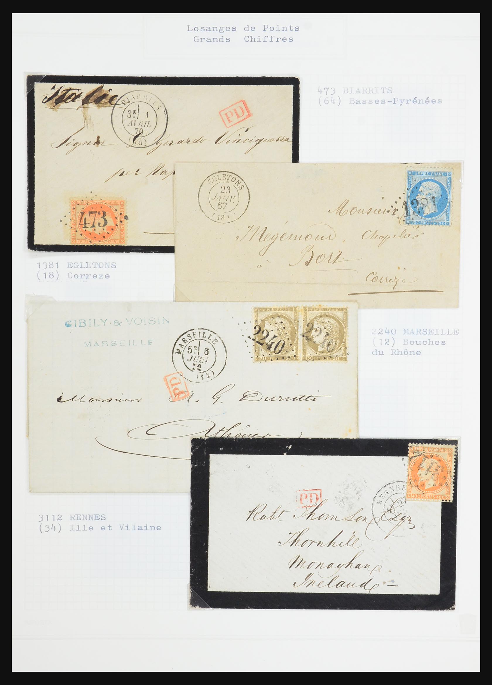 31526 043 - 31526 Frankrijk brieven en stempels 1725 (!)-1900.