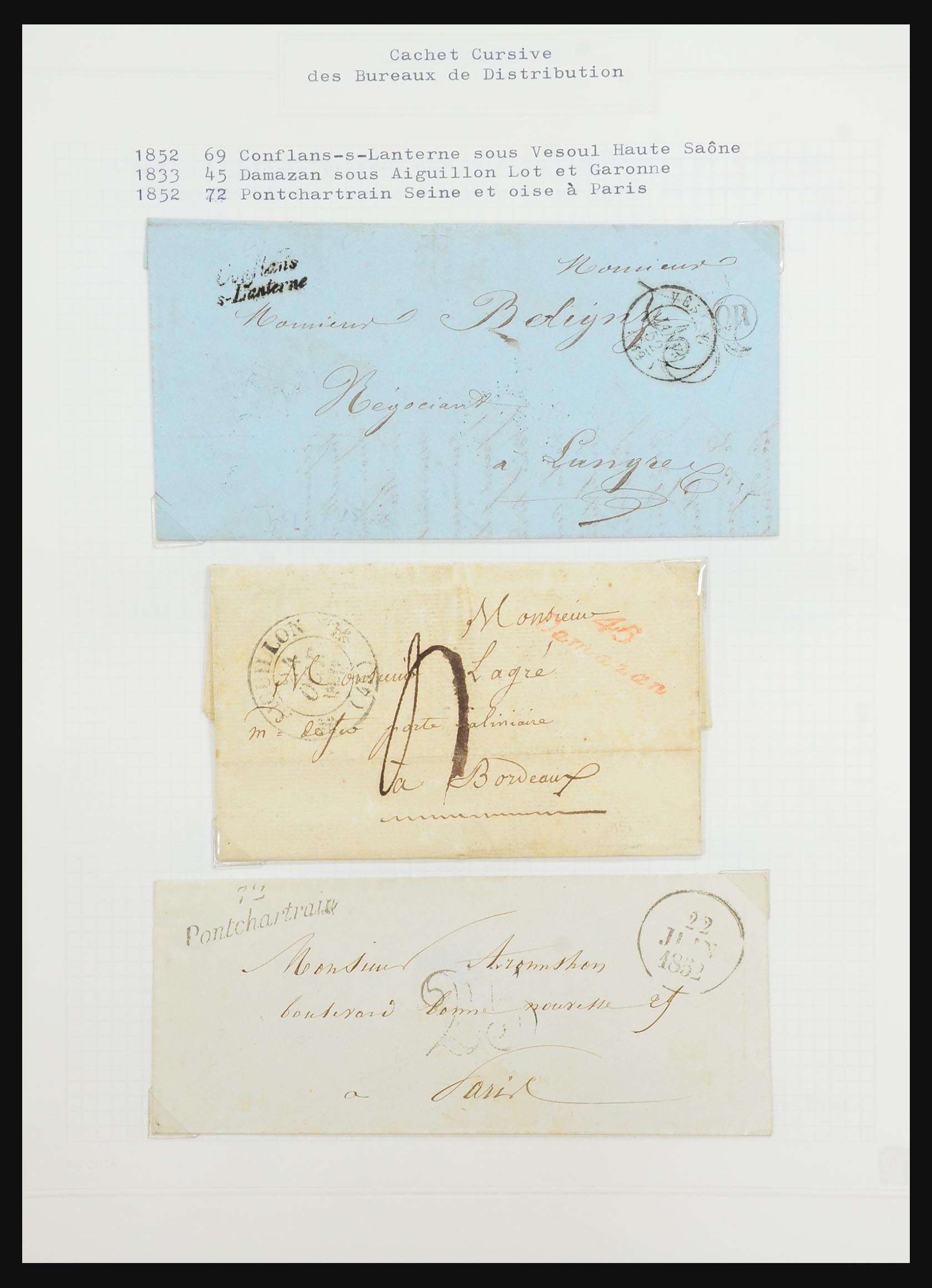 31526 062 - 31526 Frankrijk brieven en stempels 1725 (!)-1900.