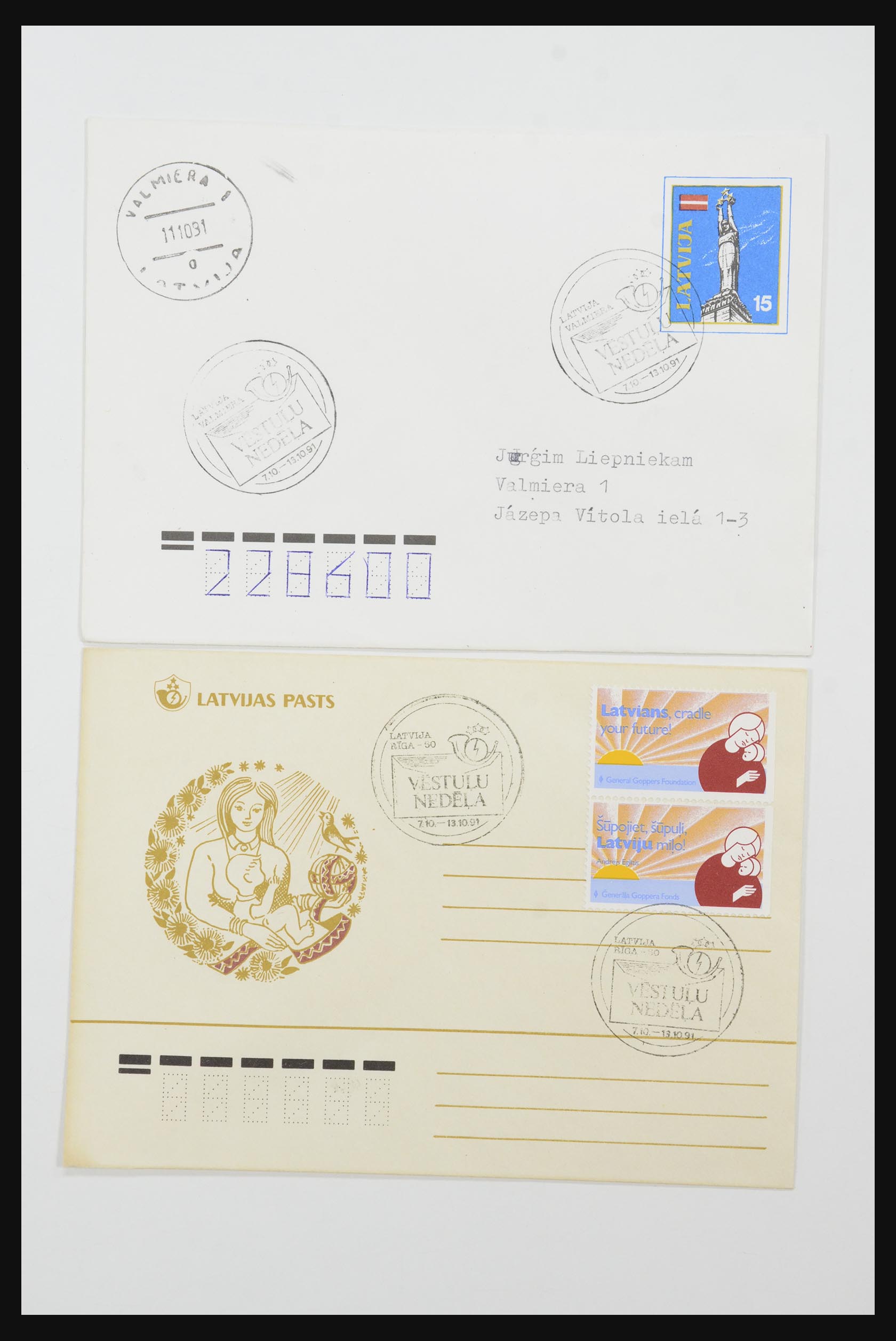 31584 048 - 31584 Letland brieven/FDC's en postwaardestukken 1990-1992.