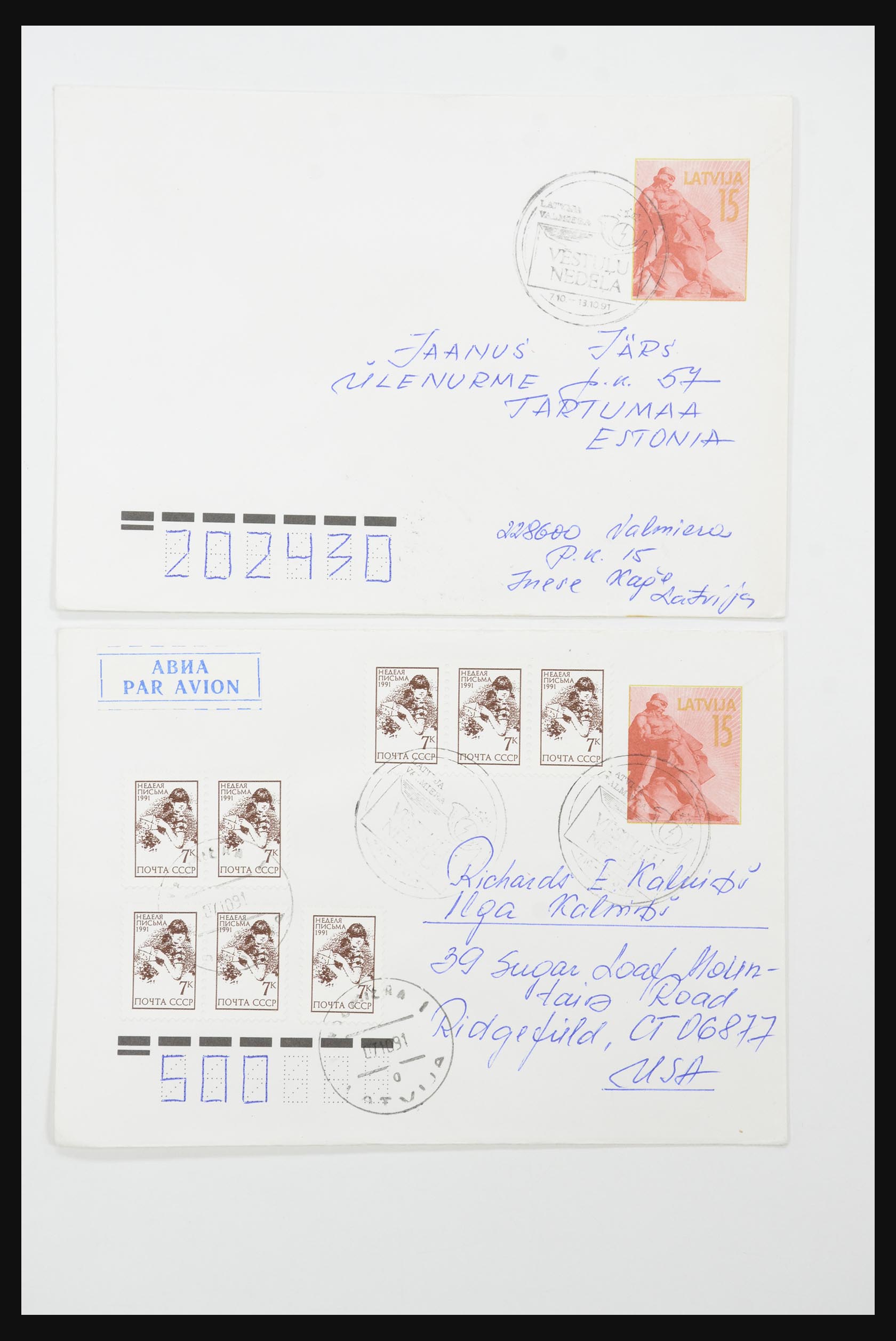 31584 051 - 31584 Letland brieven/FDC's en postwaardestukken 1990-1992.