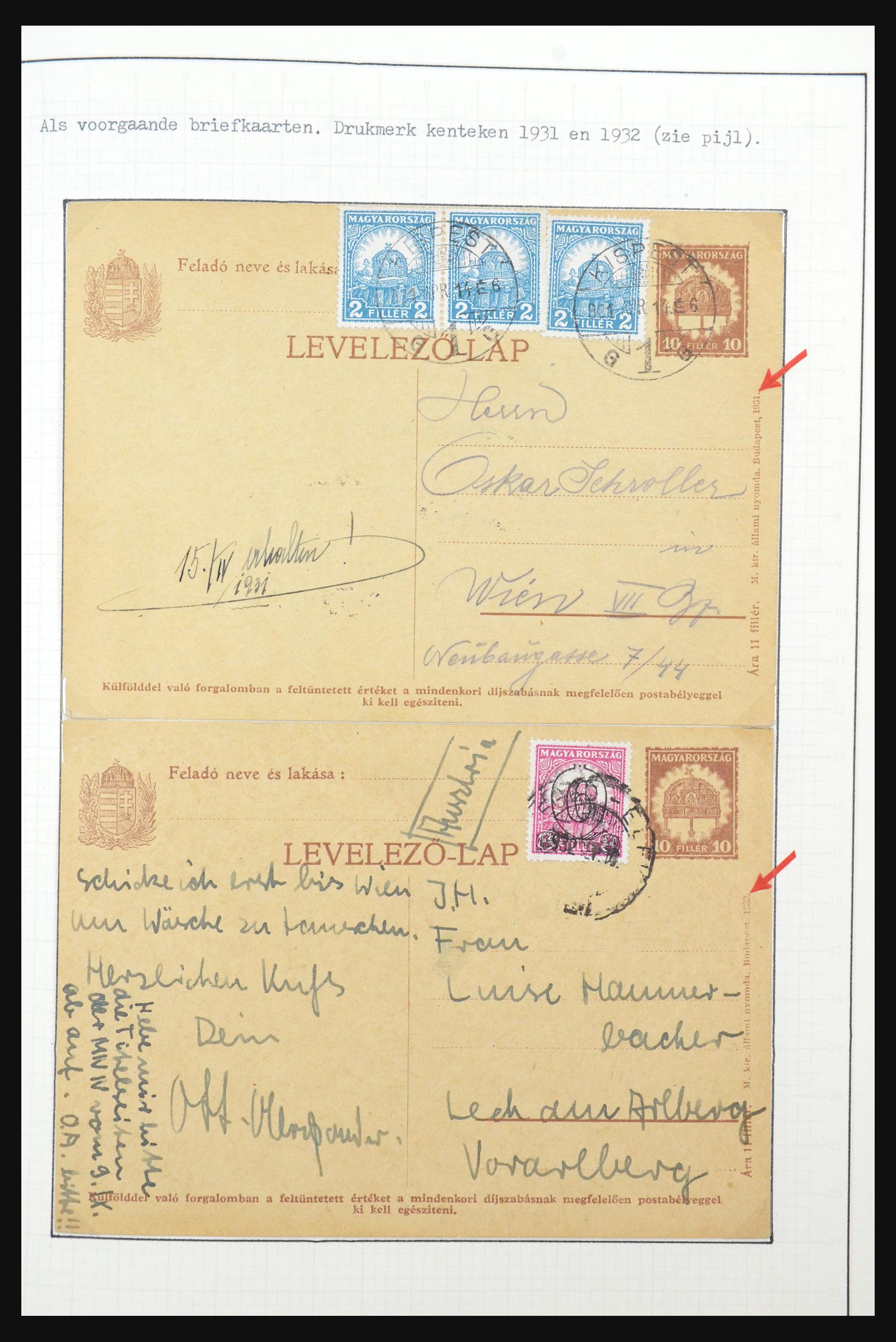 31647 054 - 31647 Hongarije 1927-1946 tentoonstellingsverzameling.