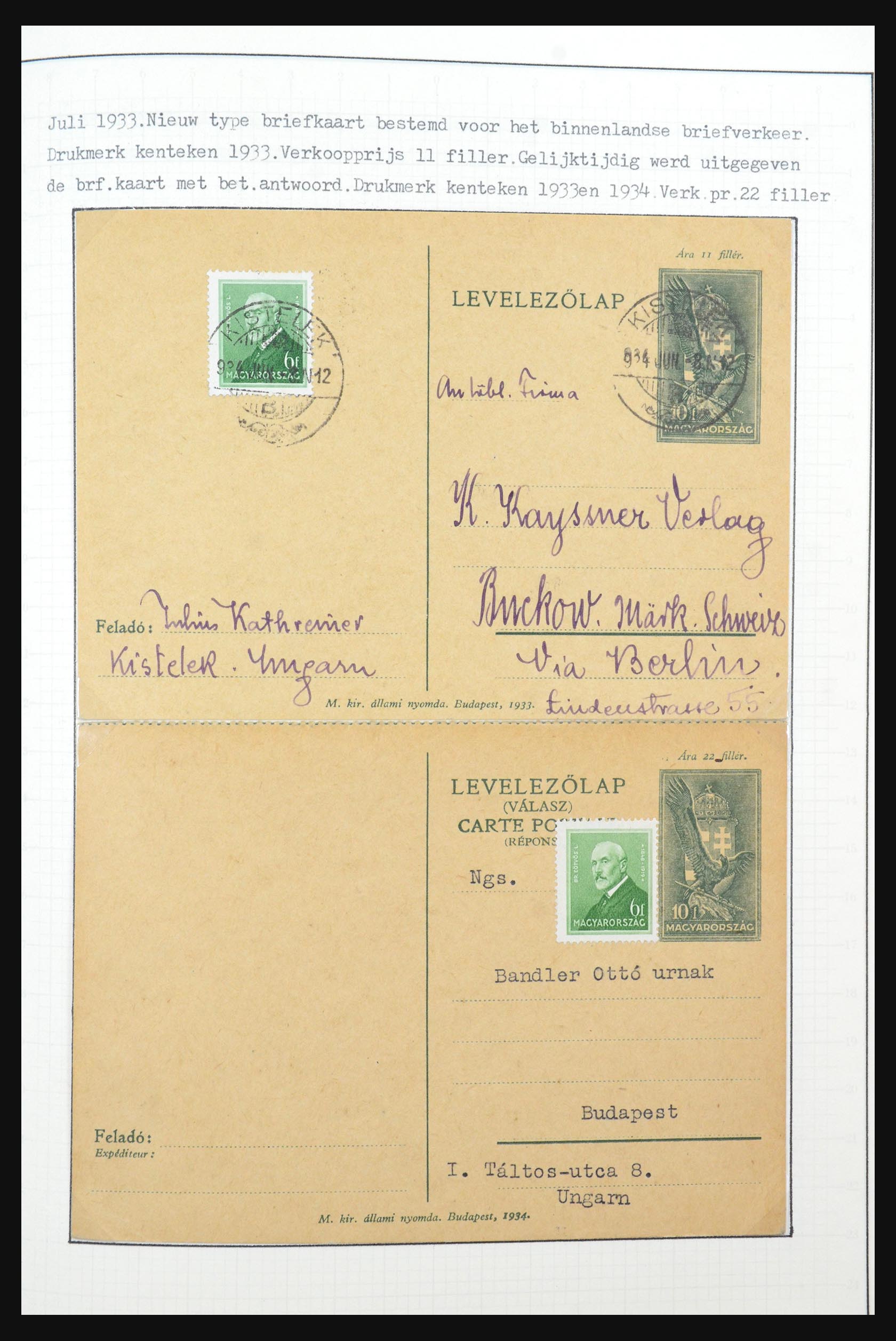 31647 057 - 31647 Hongarije 1927-1946 tentoonstellingsverzameling.