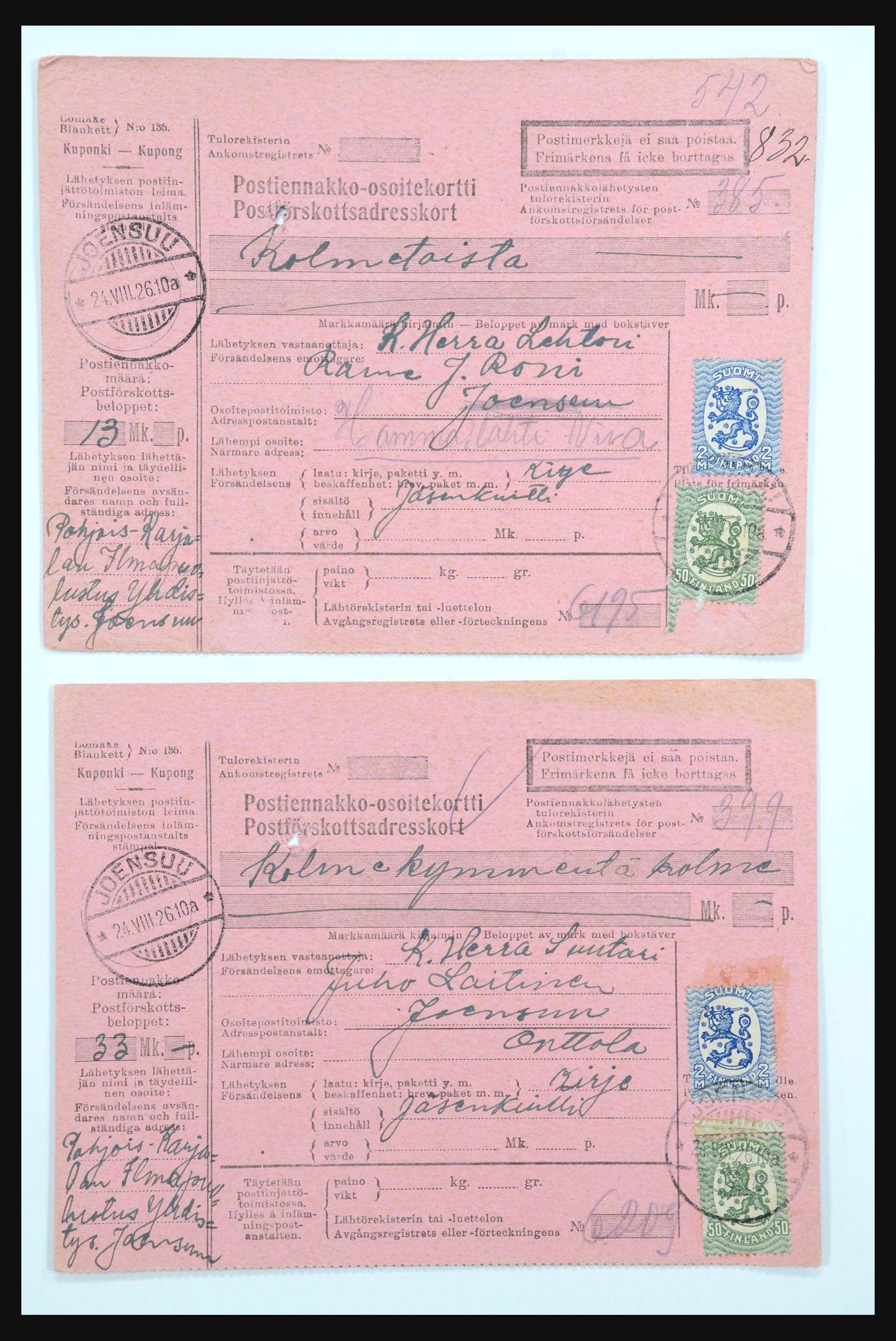 31658 050 - 31658 Finland covers 1833-1960.