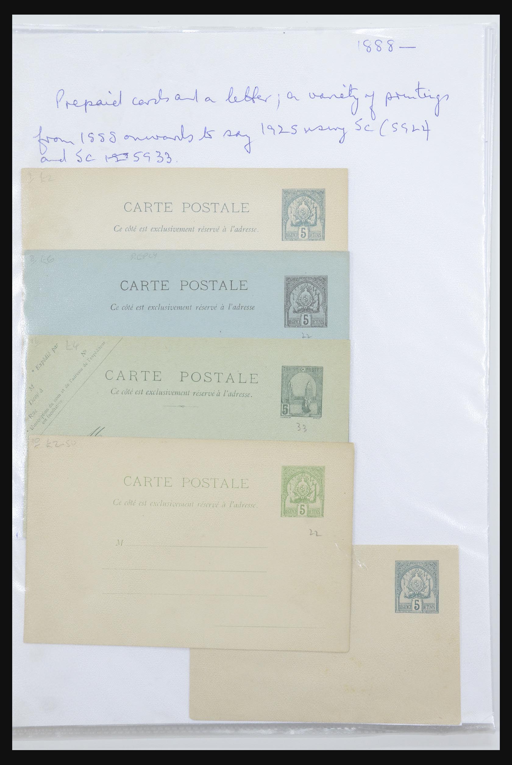 31707 001 - 31707 Tunesië brieven en postwaardestukken 1888-1920.