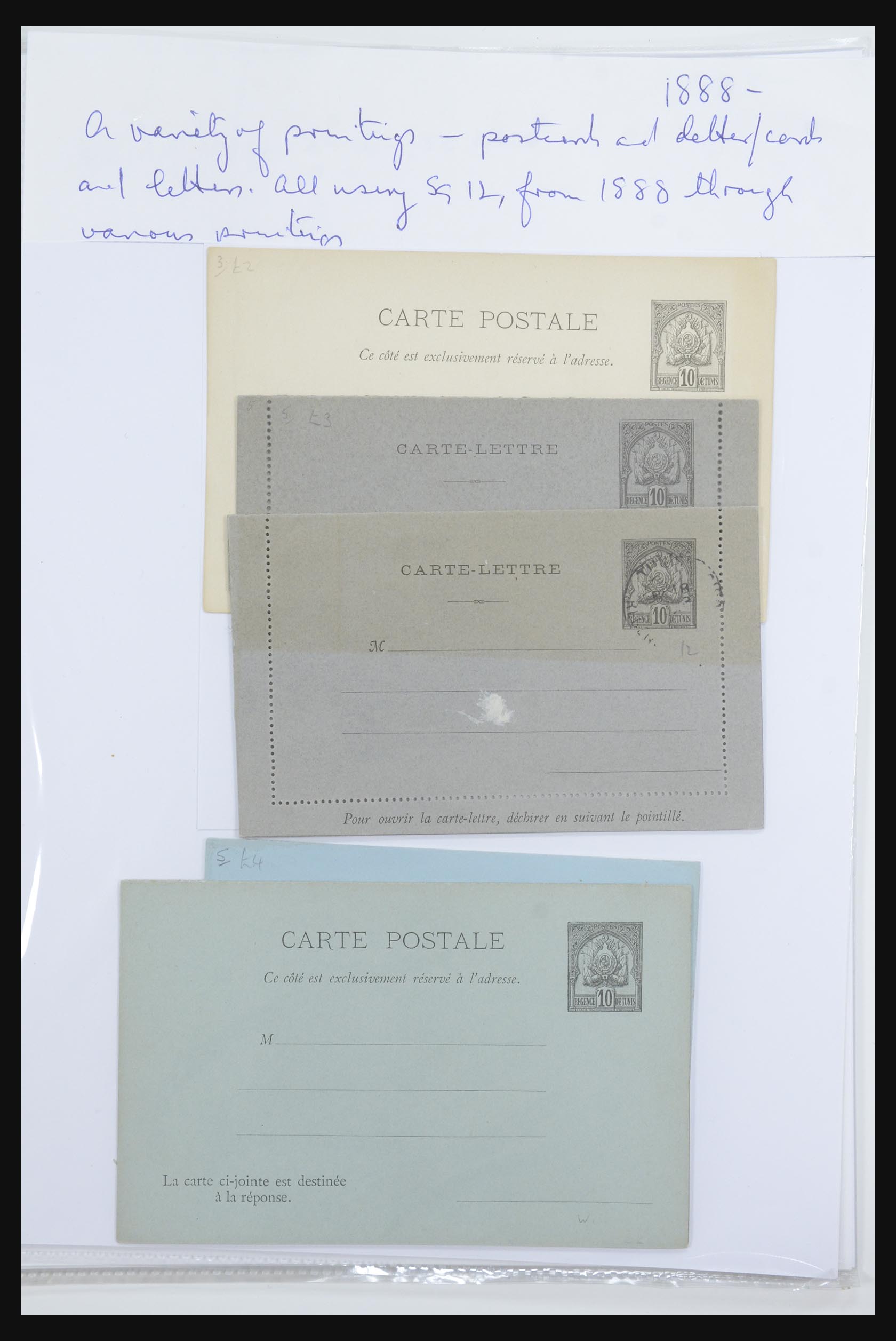31707 003 - 31707 Tunisia covers and postal stationeries 1888-1920.