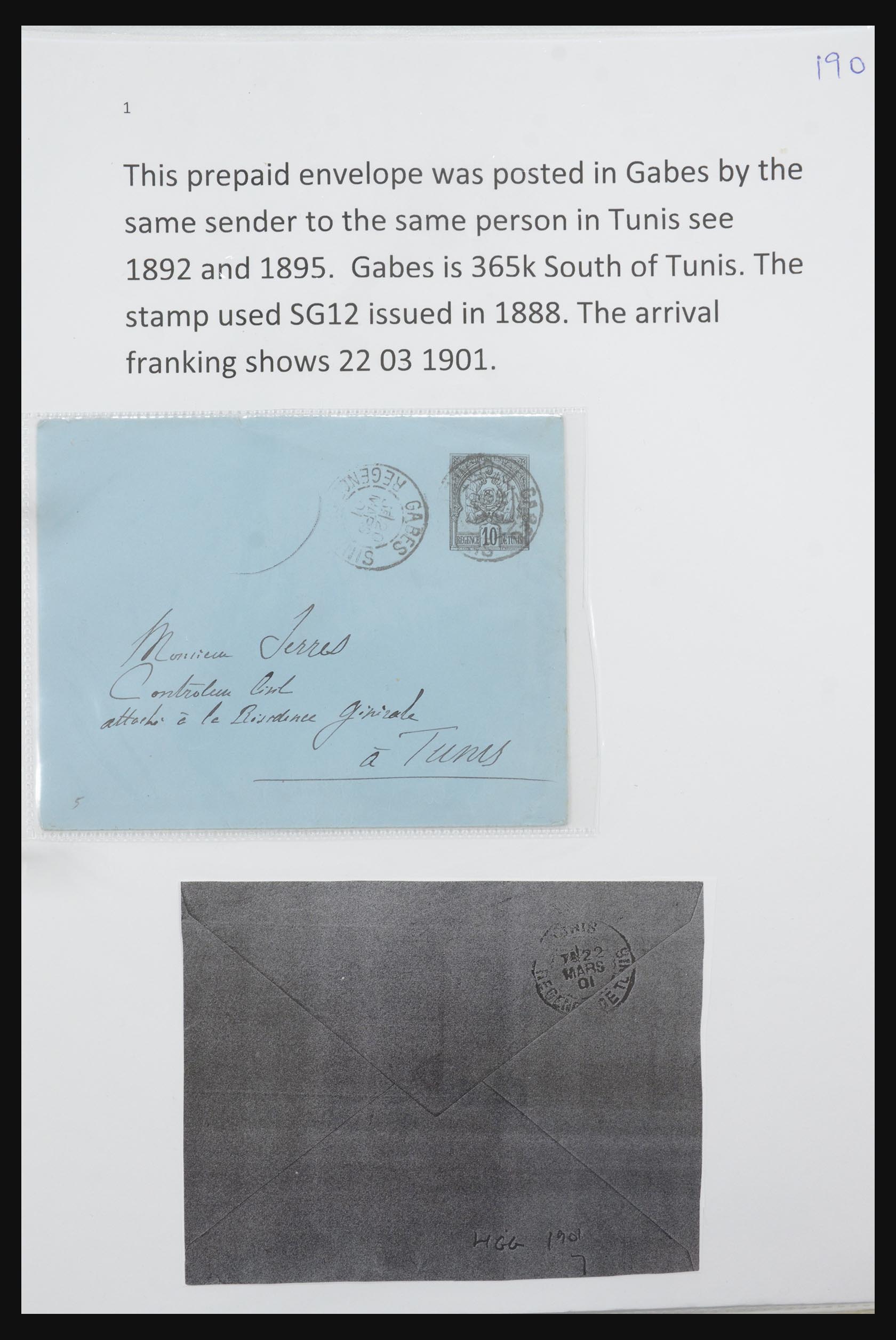 31707 022 - 31707 Tunisia covers and postal stationeries 1888-1920.