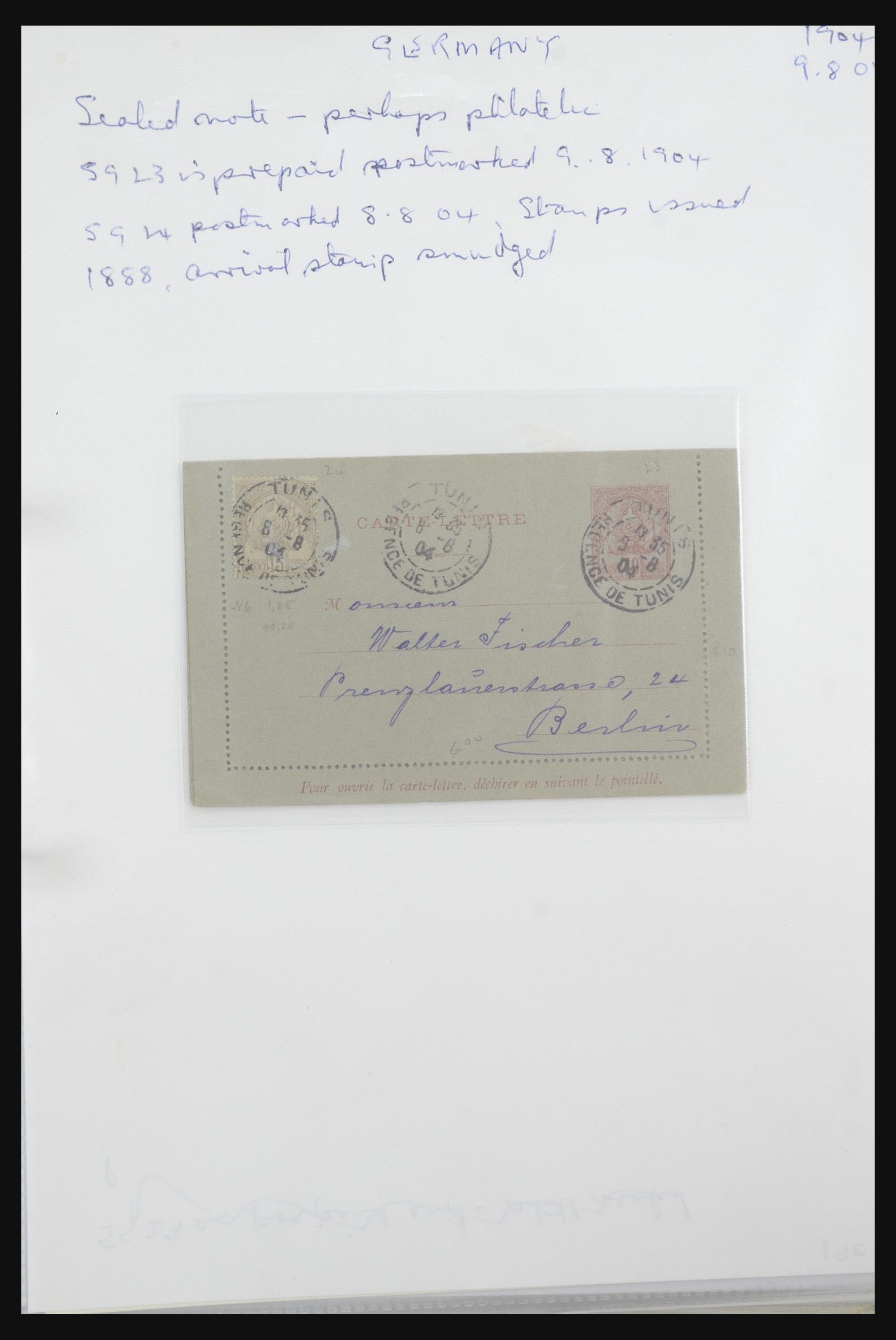 31707 025 - 31707 Tunesië brieven en postwaardestukken 1888-1920.