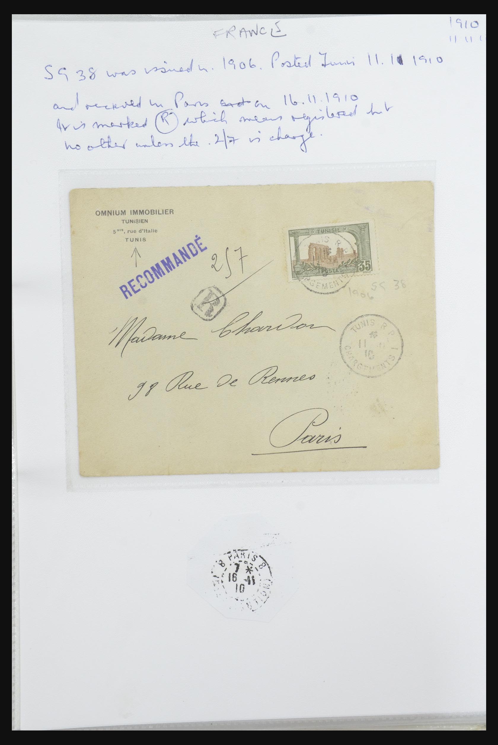 31707 037 - 31707 Tunesië brieven en postwaardestukken 1888-1920.