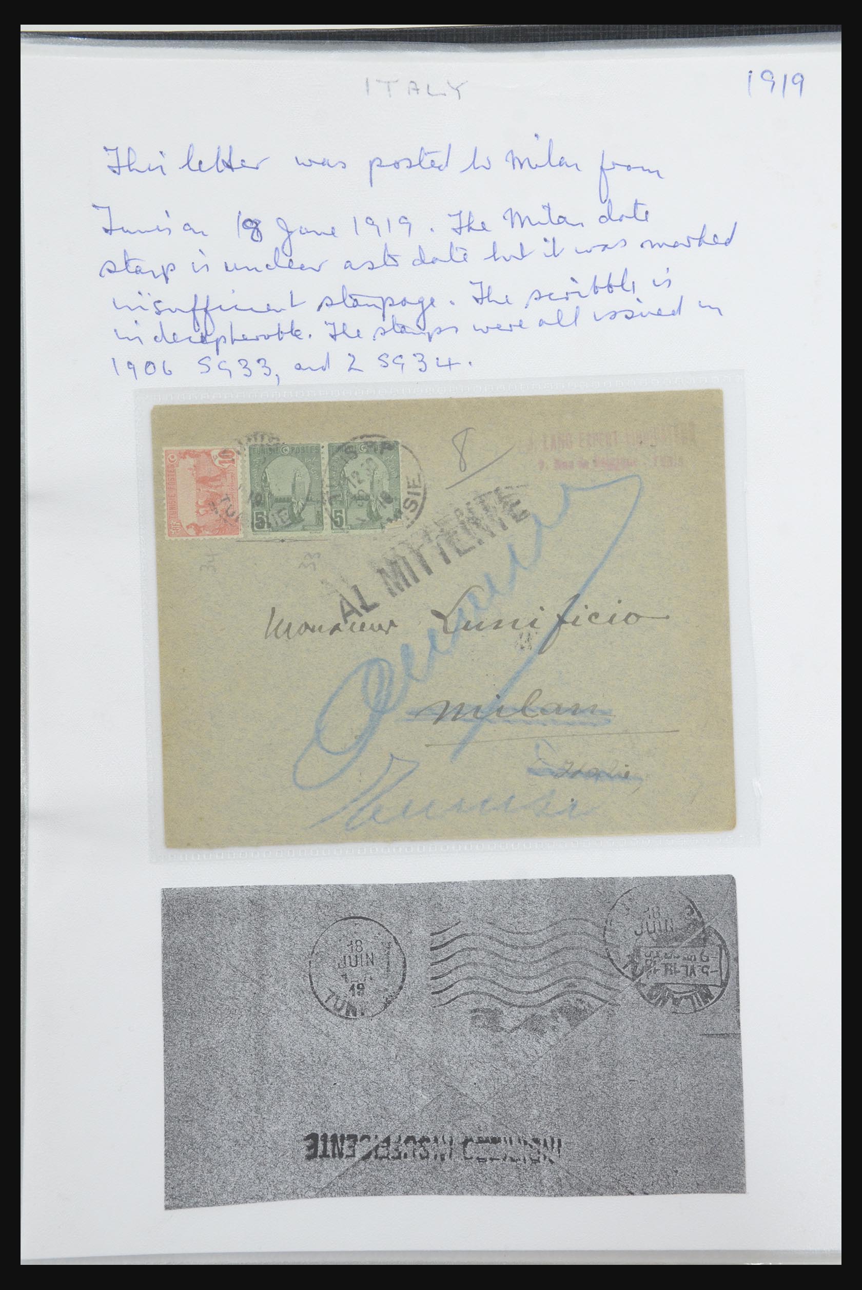 31707 047 - 31707 Tunisia covers and postal stationeries 1888-1920.