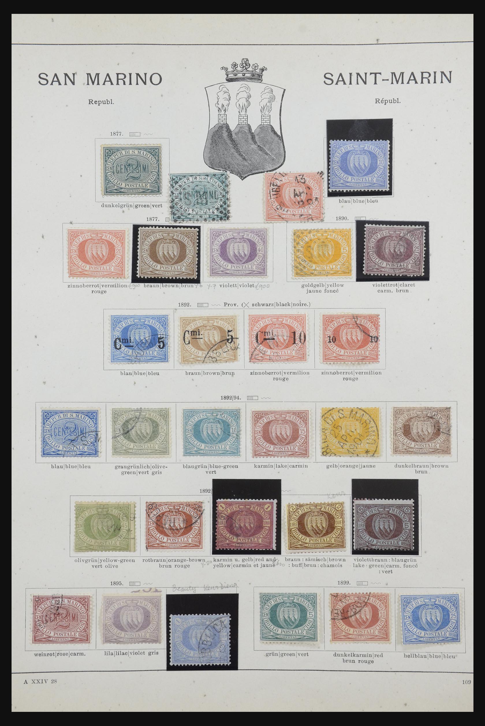 31768 001 - 31768 San Marino 1877-1899. 31768 001 - 31768 San Marino 1877-1899.
