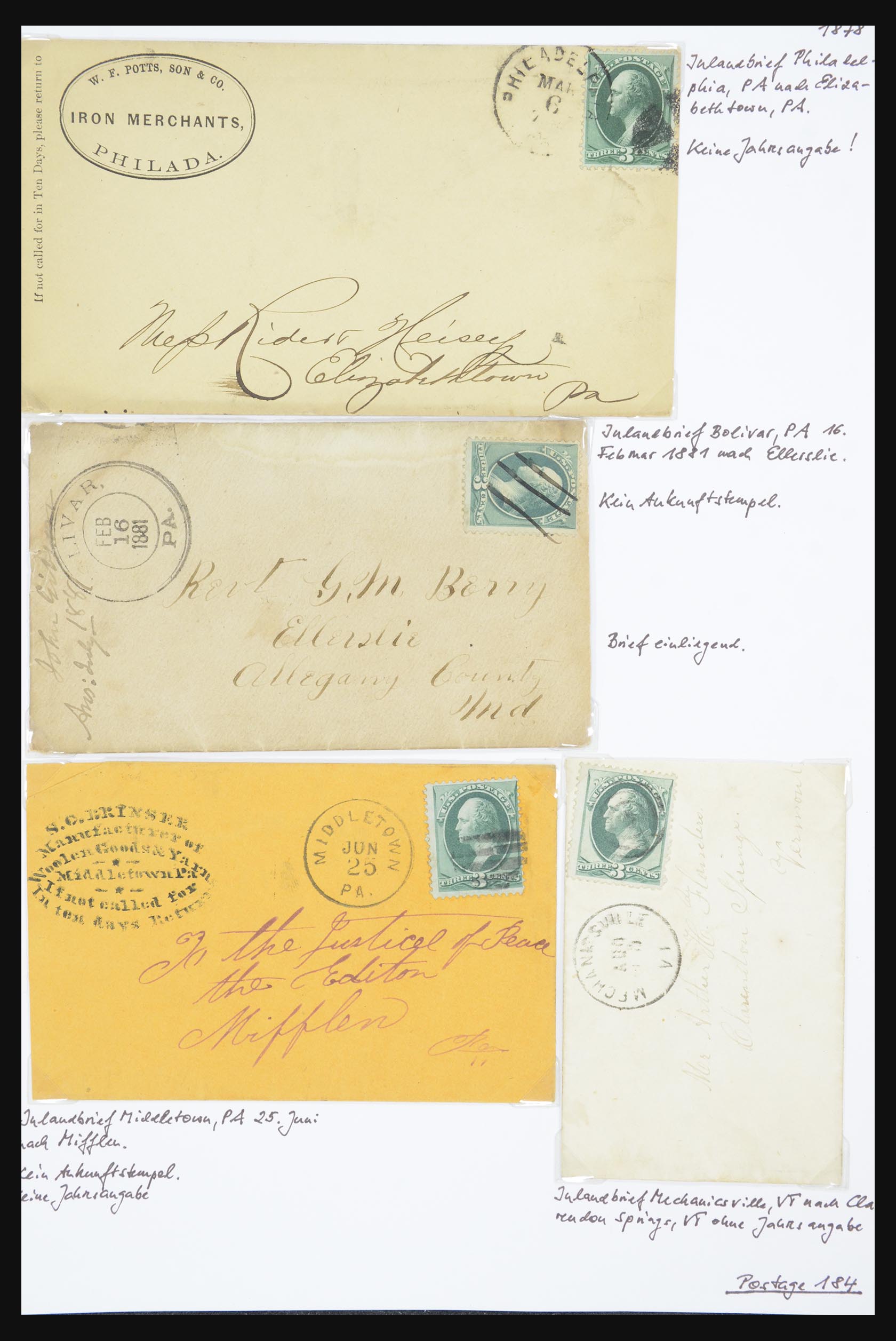 31914 0021 - 31914 USA covers 1838-1950,