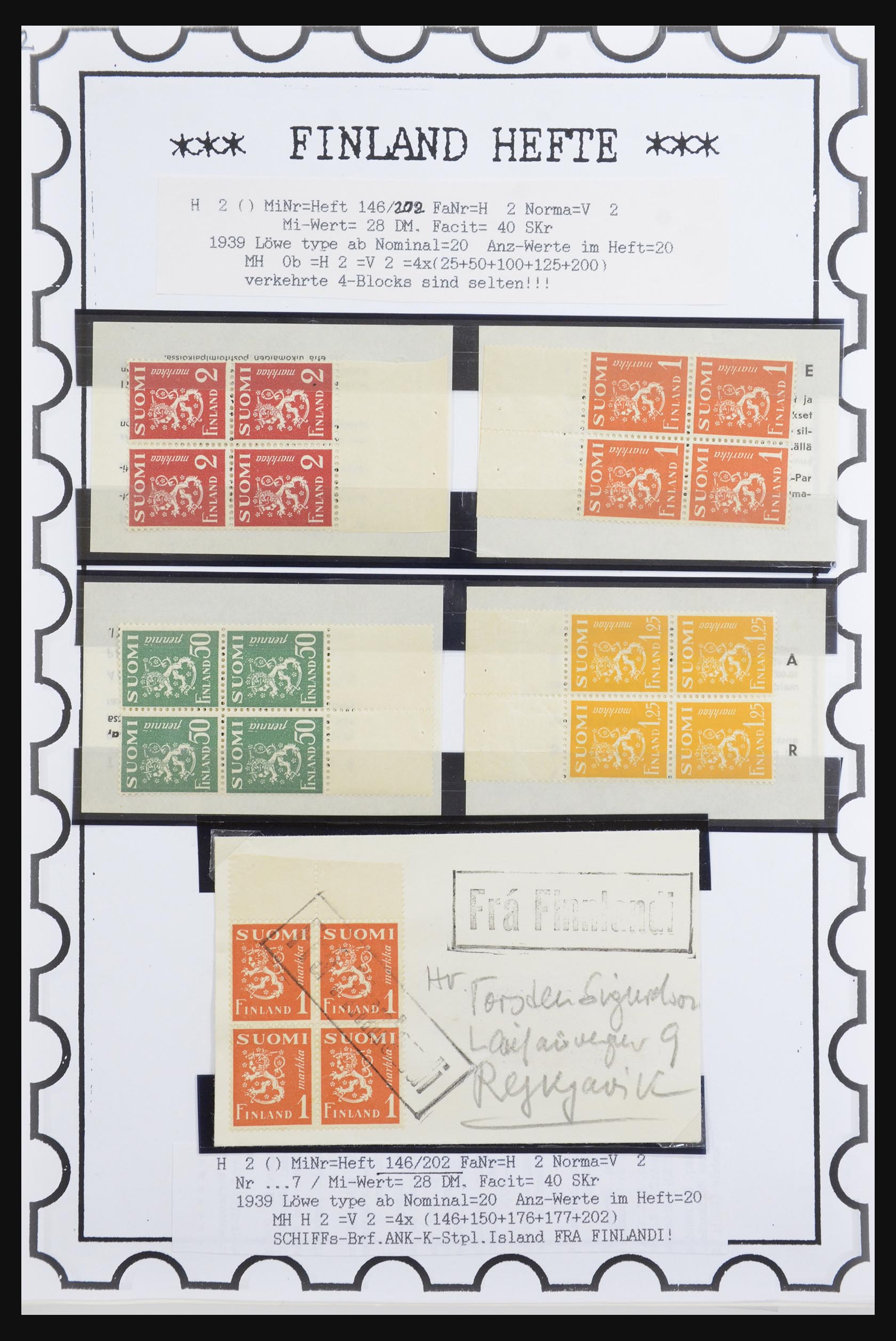 32082 001 - 32082 Finland postzegelboekjes 1939-1995.