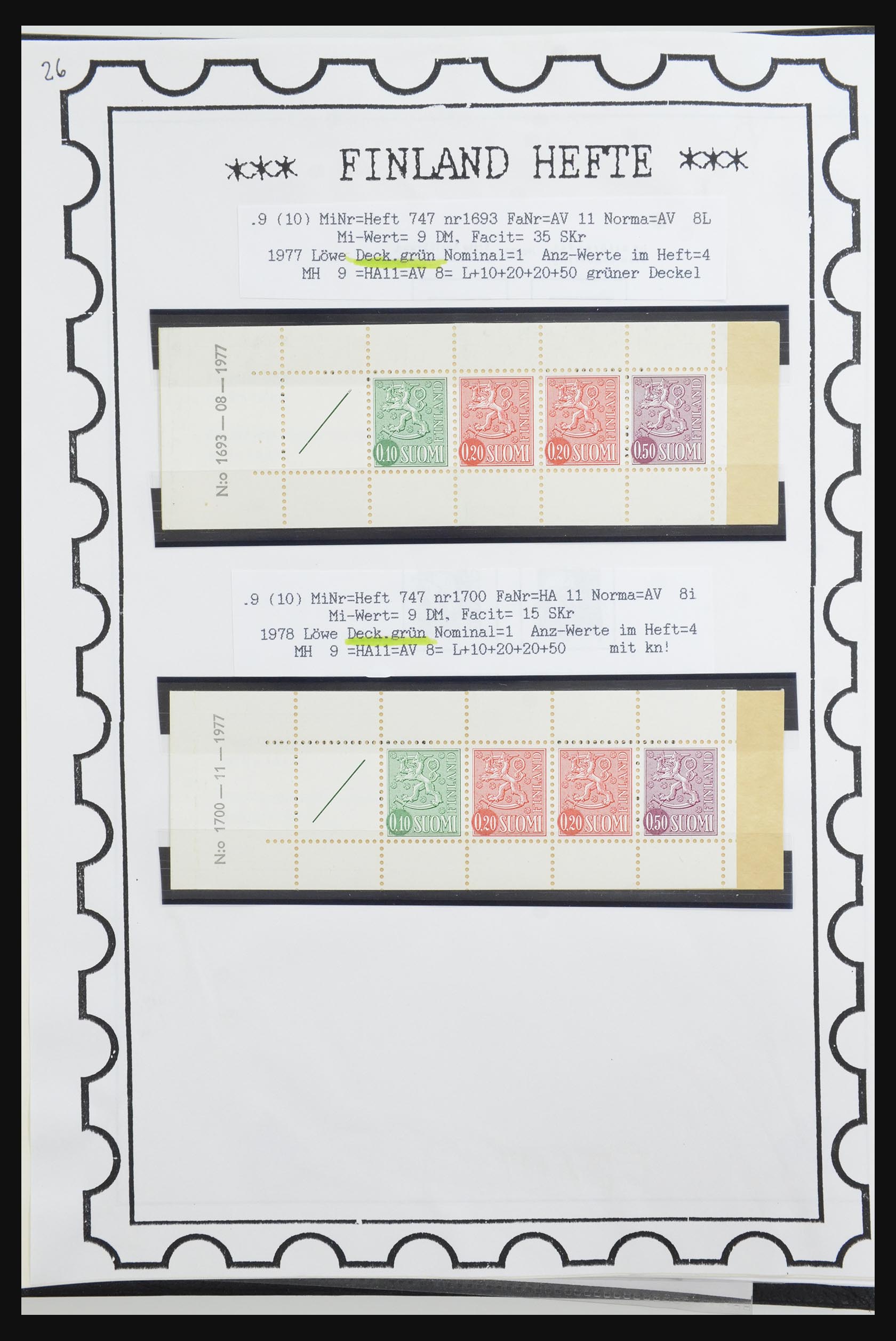 32082 020 - 32082 Finland postzegelboekjes 1939-1995.