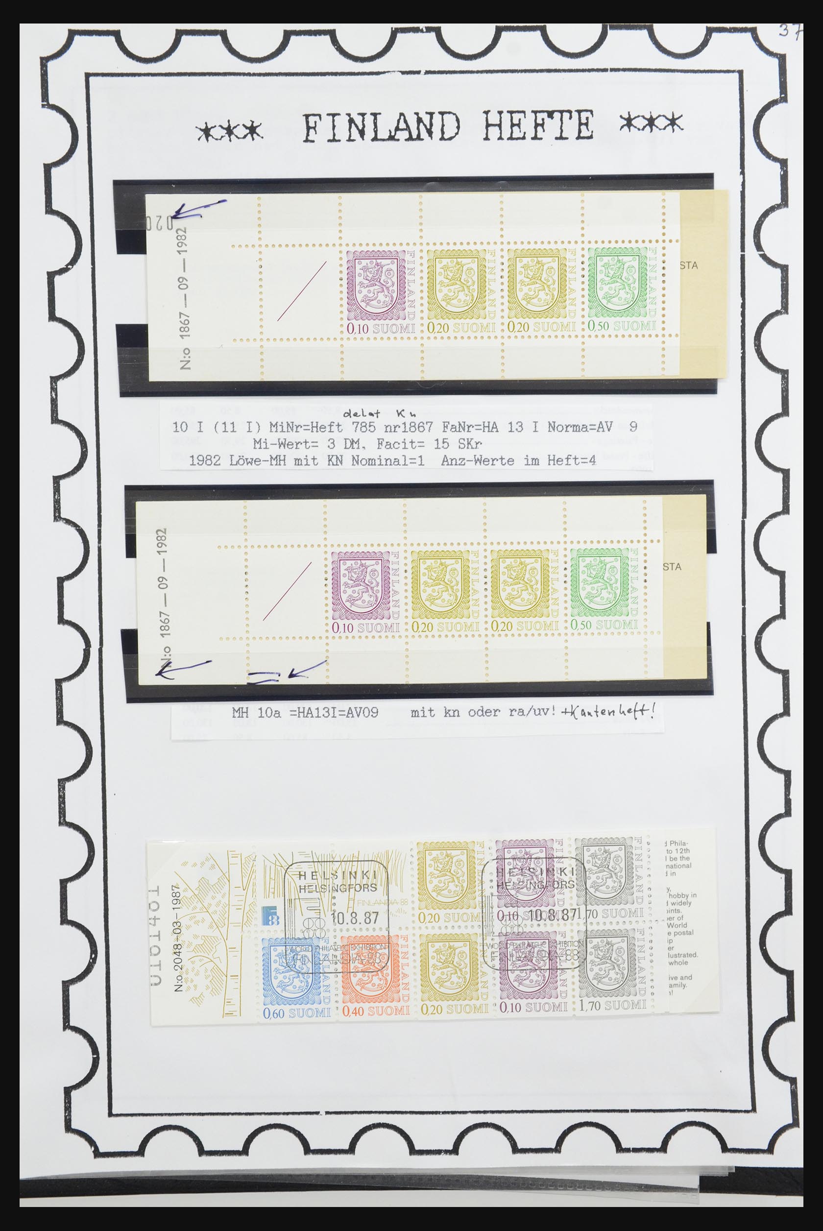 32082 030 - 32082 Finland stamp booklets 1939-1995.