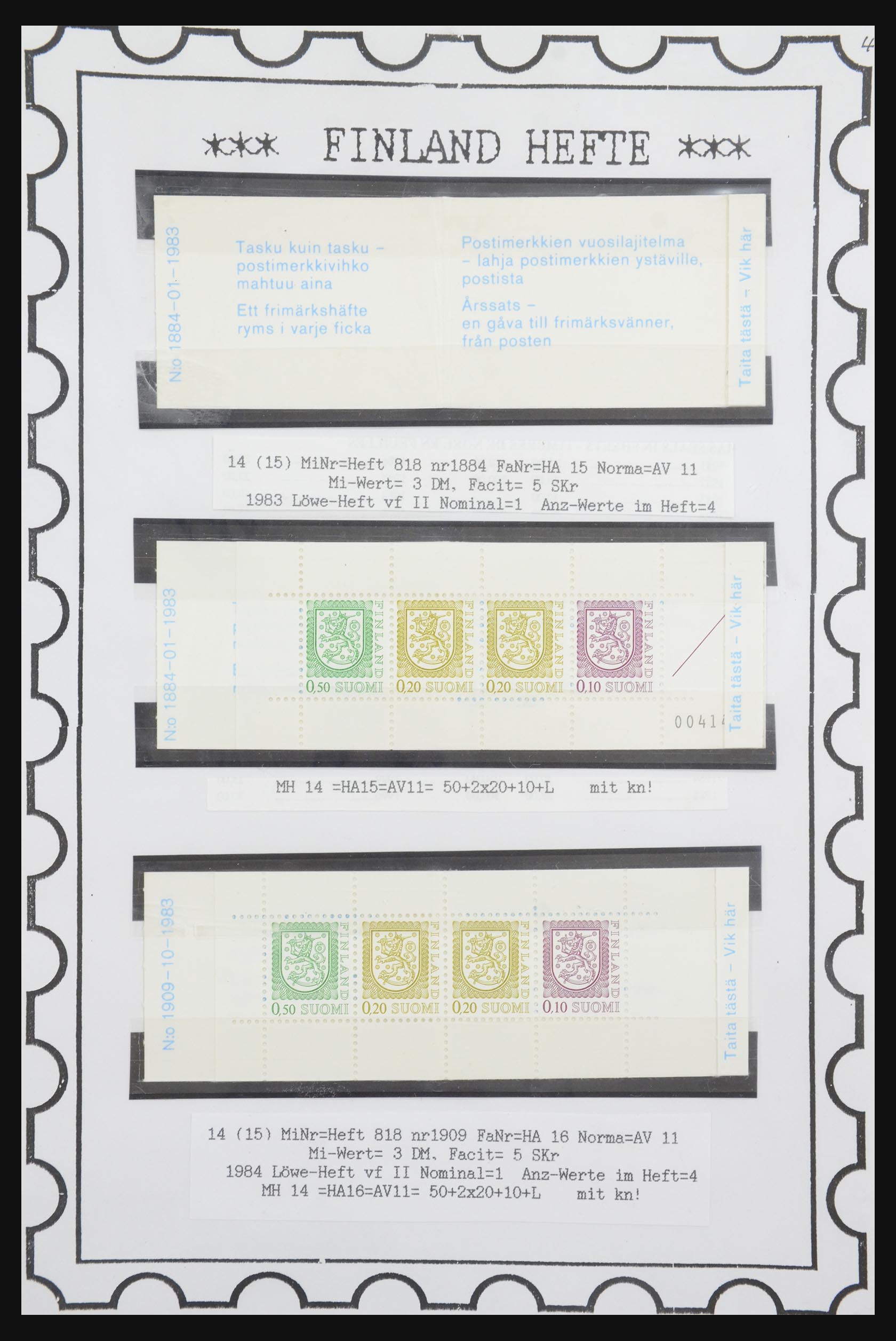 32082 038 - 32082 Finland postzegelboekjes 1939-1995.