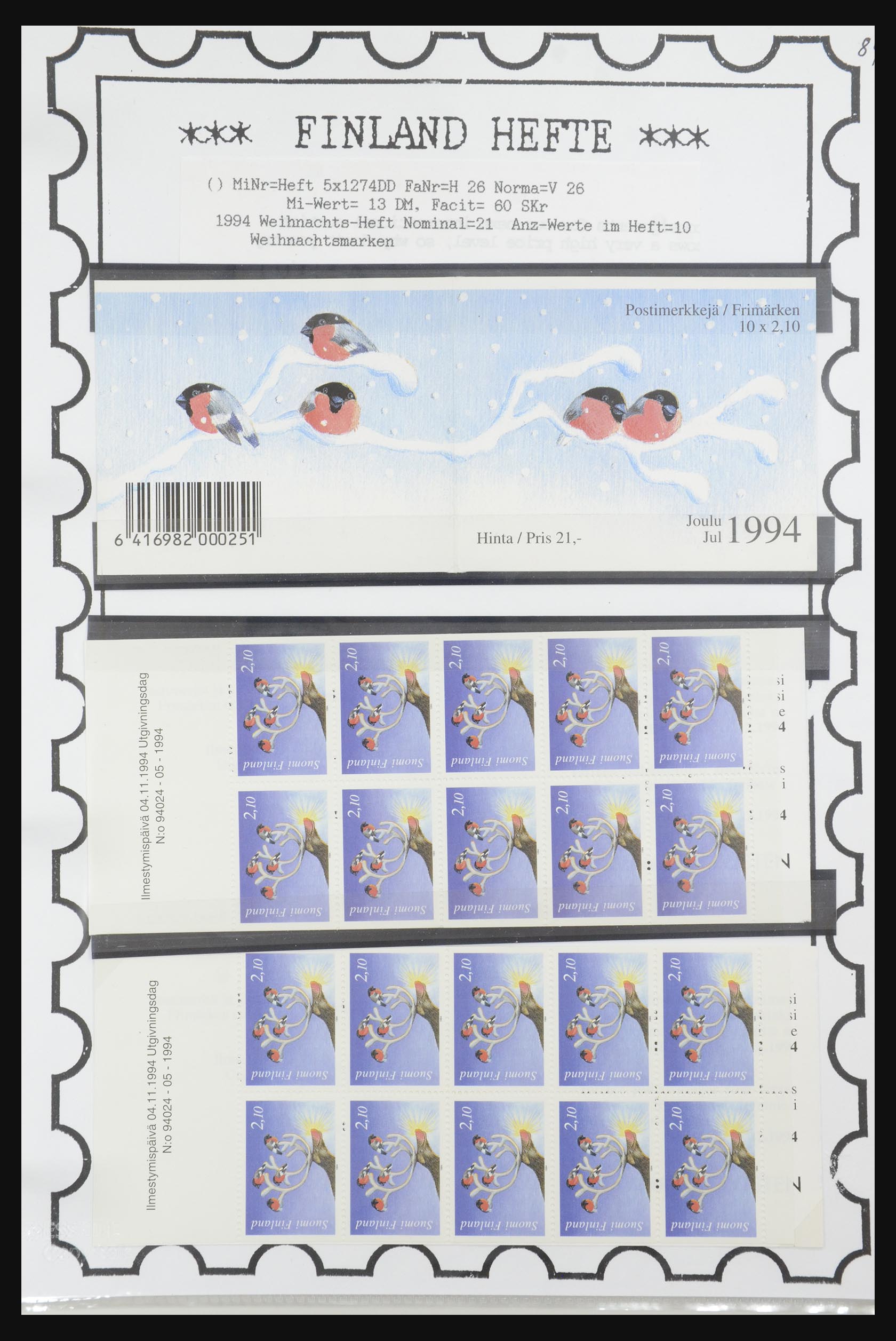 32082 085 - 32082 Finland postzegelboekjes 1939-1995.