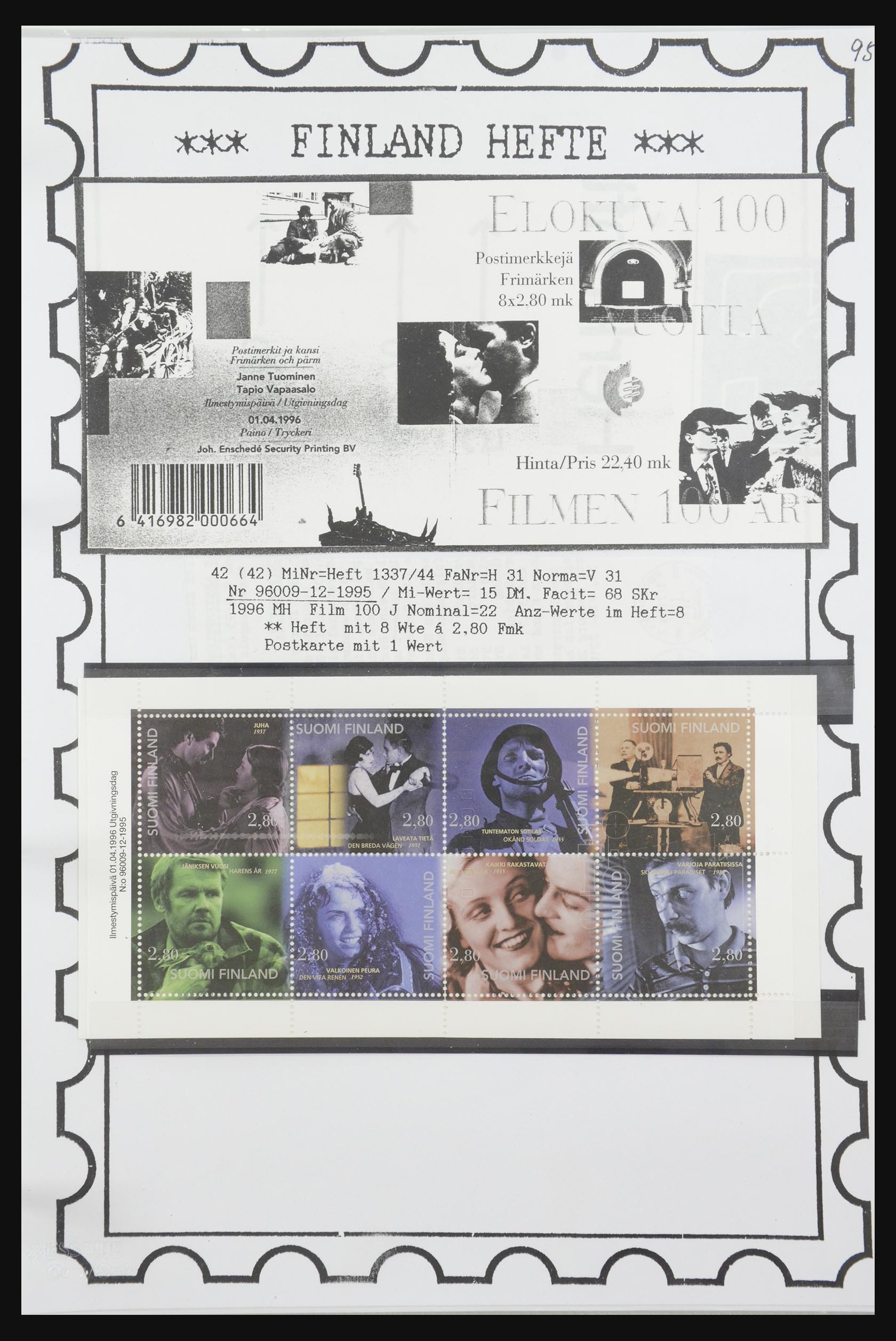 32082 091 - 32082 Finland postzegelboekjes 1939-1995.