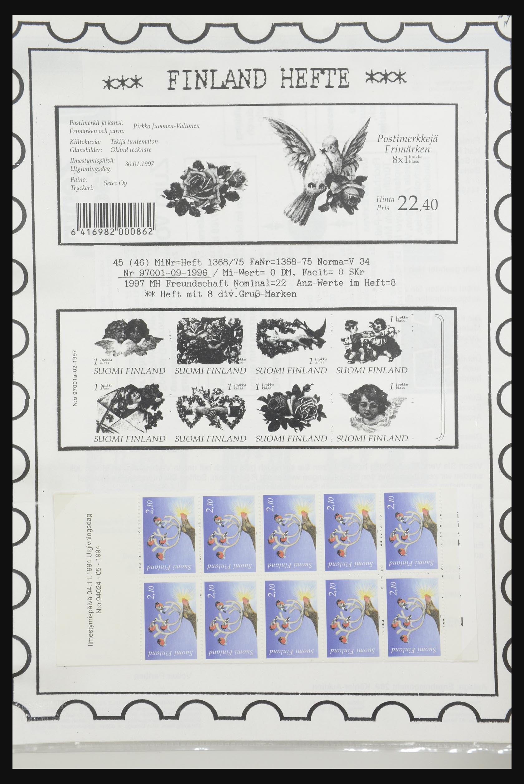 32082 093 - 32082 Finland postzegelboekjes 1939-1995.